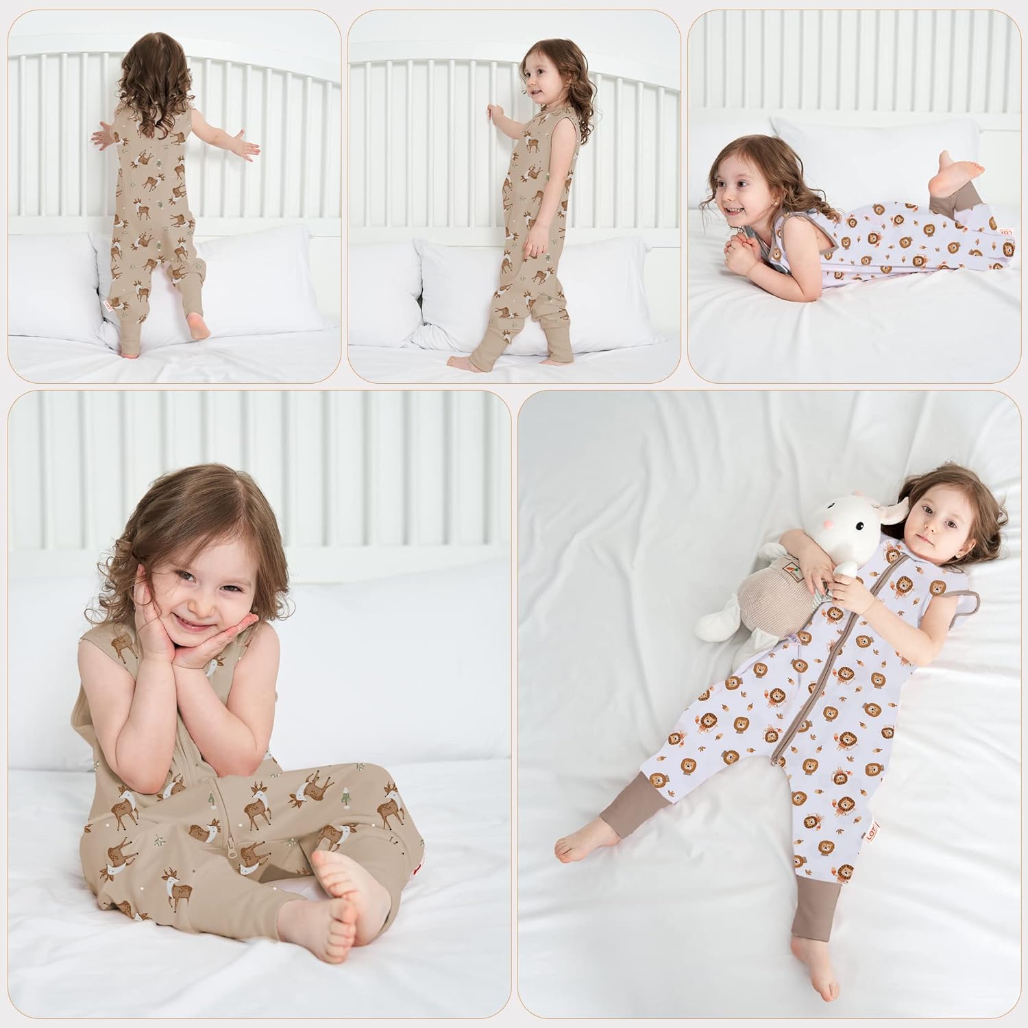 LAT – Saco de dormir para bebé, saco de dormir de algodón sin mangas para niños pequeños con piernas, manta con cremallera 6M-4T