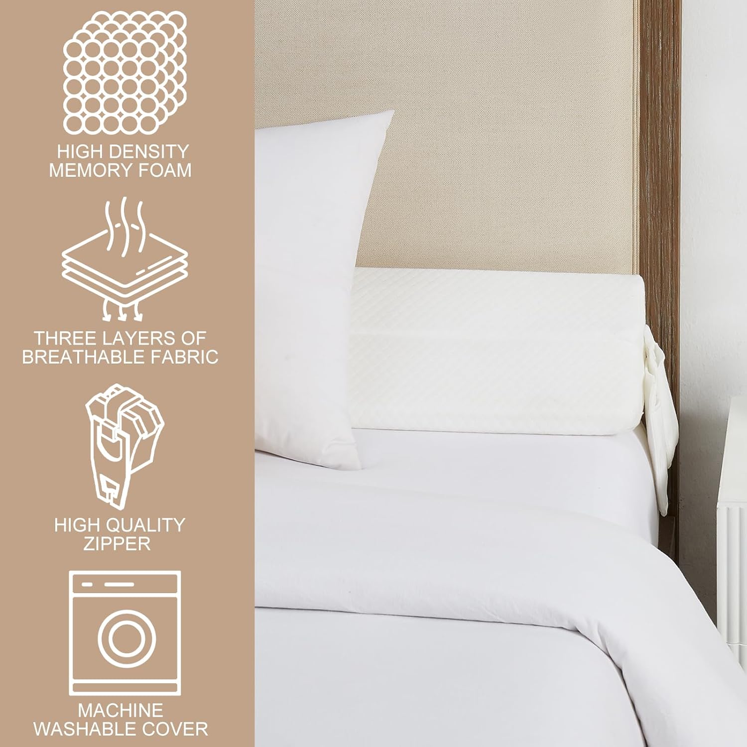 Homemate Almohada plegable de cuña de cama tamaño King de 76 pulgadas para cabecero, relleno de espacio de cama mejorado entre el colchón y la