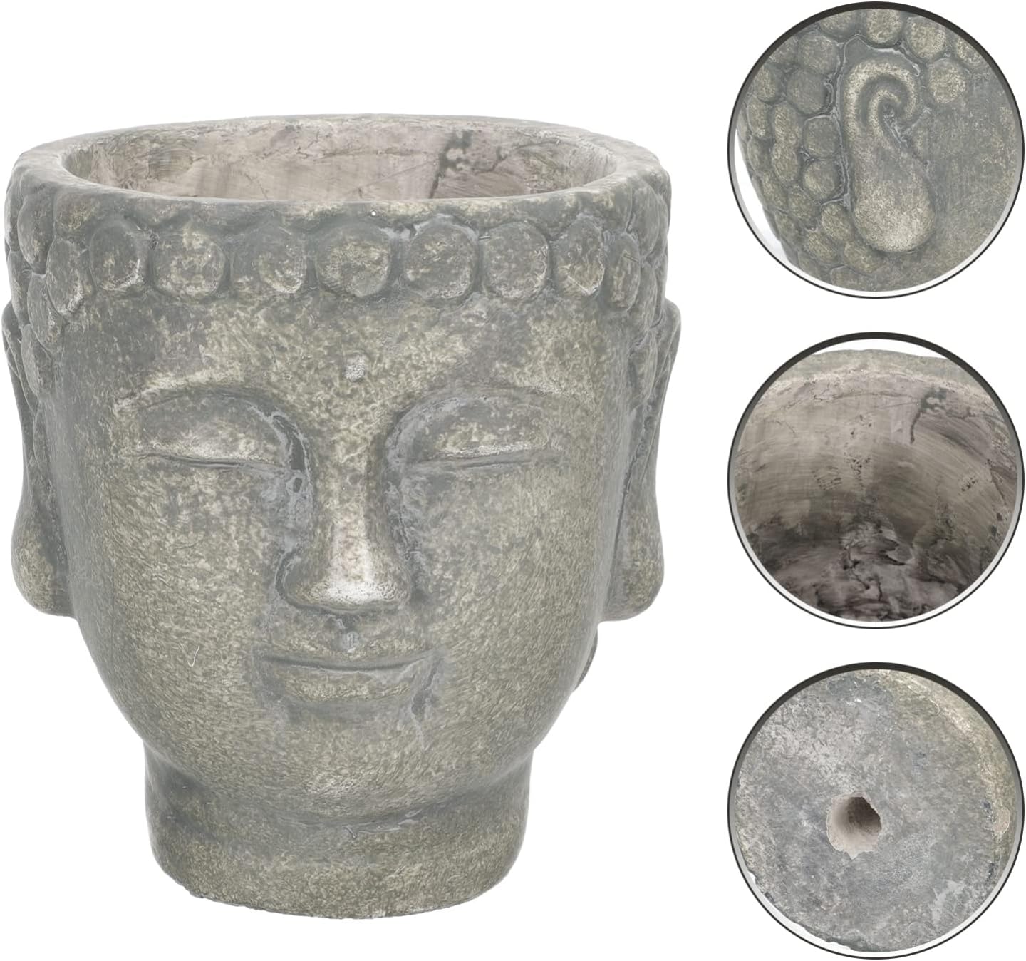 Maceta de Buda, cabeza de buda, estatua de jardín zen, maceta, escultura de budismo, regalos para el hogar, interior y exterior, verde oliva, 5.1 x