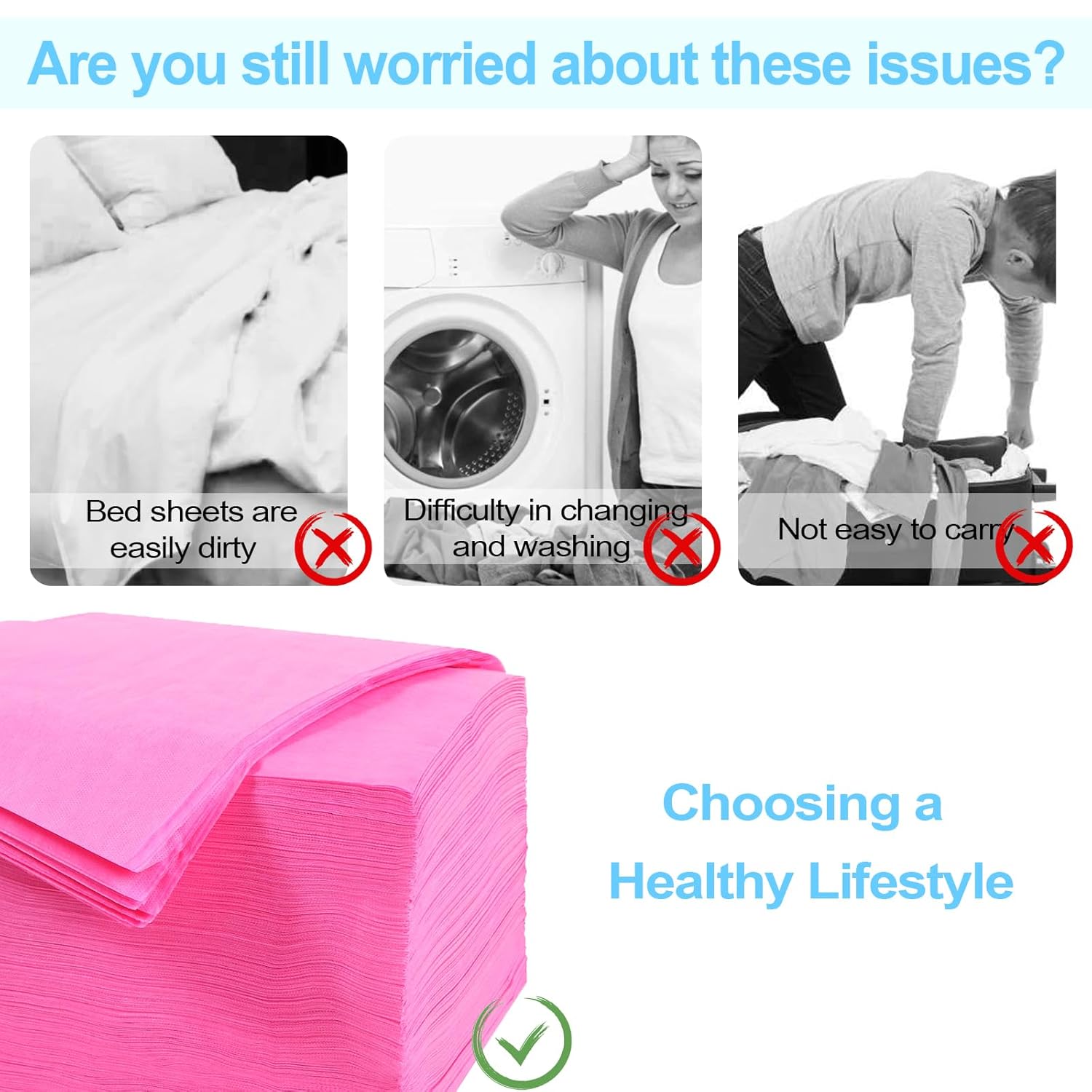 100 sábanas desechables de 31 x 71 pulgadas, impermeables, para mesa de masaje, tela no tejida, para terapia de masaje, tatuajes, salón de belleza,