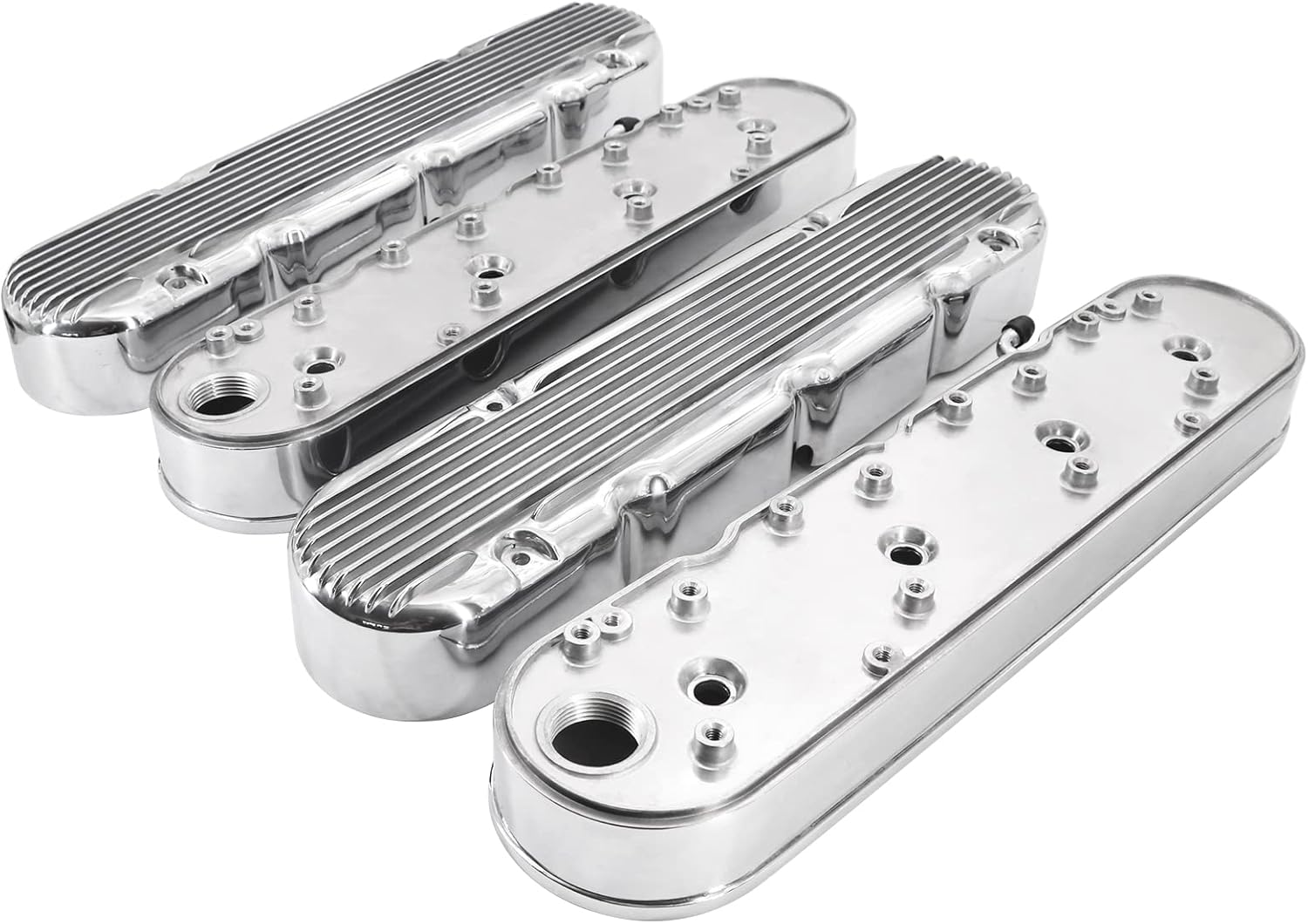 LS – Cubiertas de válvula de aluminio fundido con aletas y soportes de bobina compatibles con Che-vy Small Block SB V8 293 325 376 427 LS1 LS2 LS3