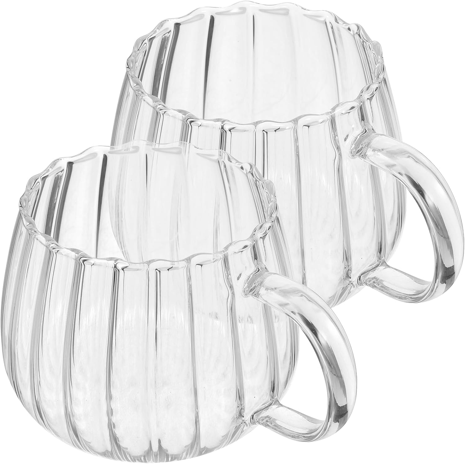 DOITOOL Tazas de calabaza de cristal, 2 unidades, tazas de cristal transparente, taza de café de oficina, taza de té transparente, tazas de vidrio