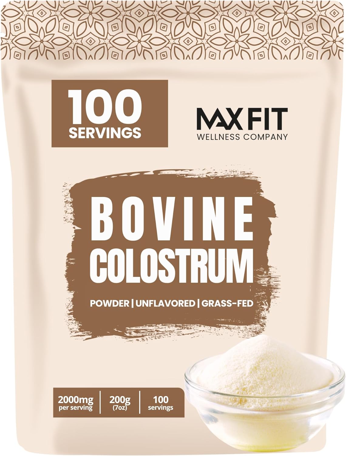 MAX FIT Suplemento en polvo de calostro, polvo de calostro bovino, potente primera leche  Concentrado fácil de mezclar alimentado con pasto, salud