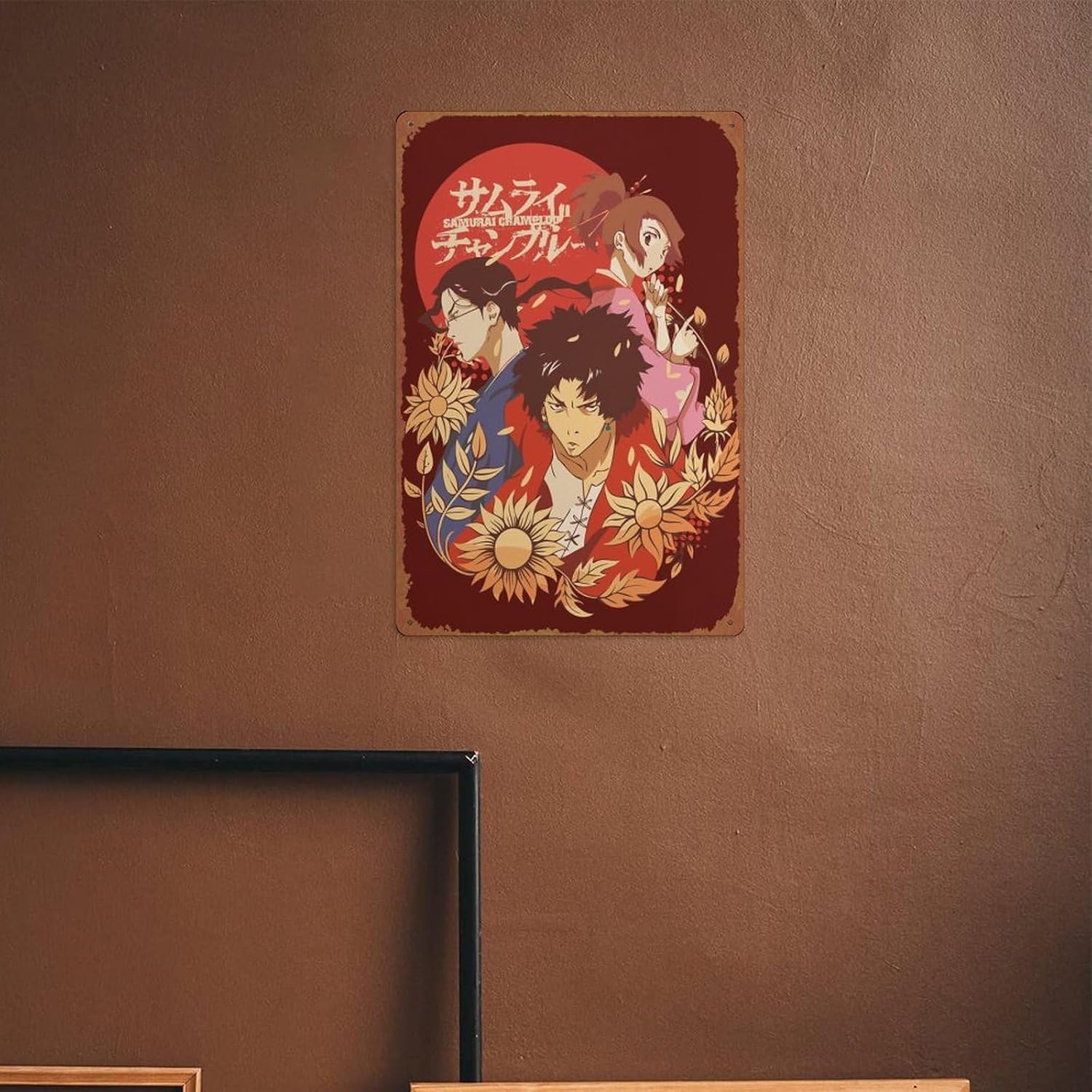KIVYYB Samurai Champloo – Póster de metal con placa de metal, estilo vintage, pub, cafetería, bar, hogar, decoración de pared, póster retro de 8 x