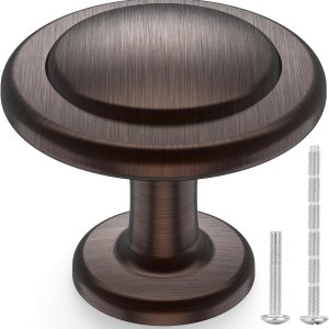 TICONN Perillas redondas para cajones de 1-14 pulgadas de diámetro, accesorios para gabinete de cocina con tornillos de montaje (acabado de bronce TICONN Perillas redondas para cajones de 1-14 pulgadas de diámetro, accesorios para gabinete de cocina con tornillos de montaje (acabado de bronce