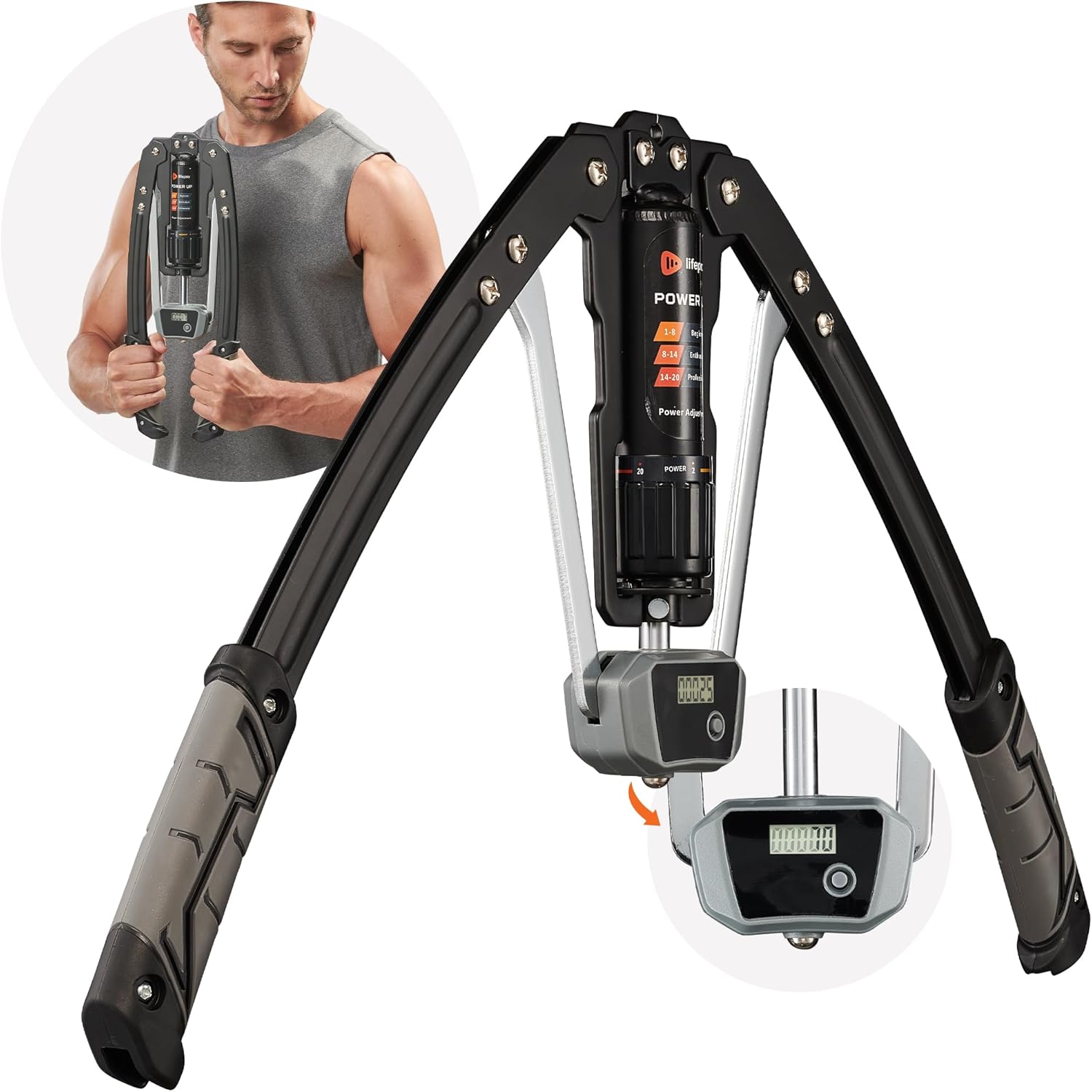 Lifepro Ejercicio de brazo hidráulico de potencia hidráulica ejercitador de brazos y pecho, expansor de pecho y máquina de ejercicios de