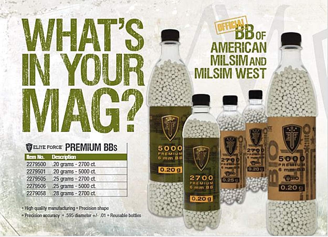 Elite Force Munición premium de 0.236 in Airsoft BBs, 0.01 oz, 2700 unidades