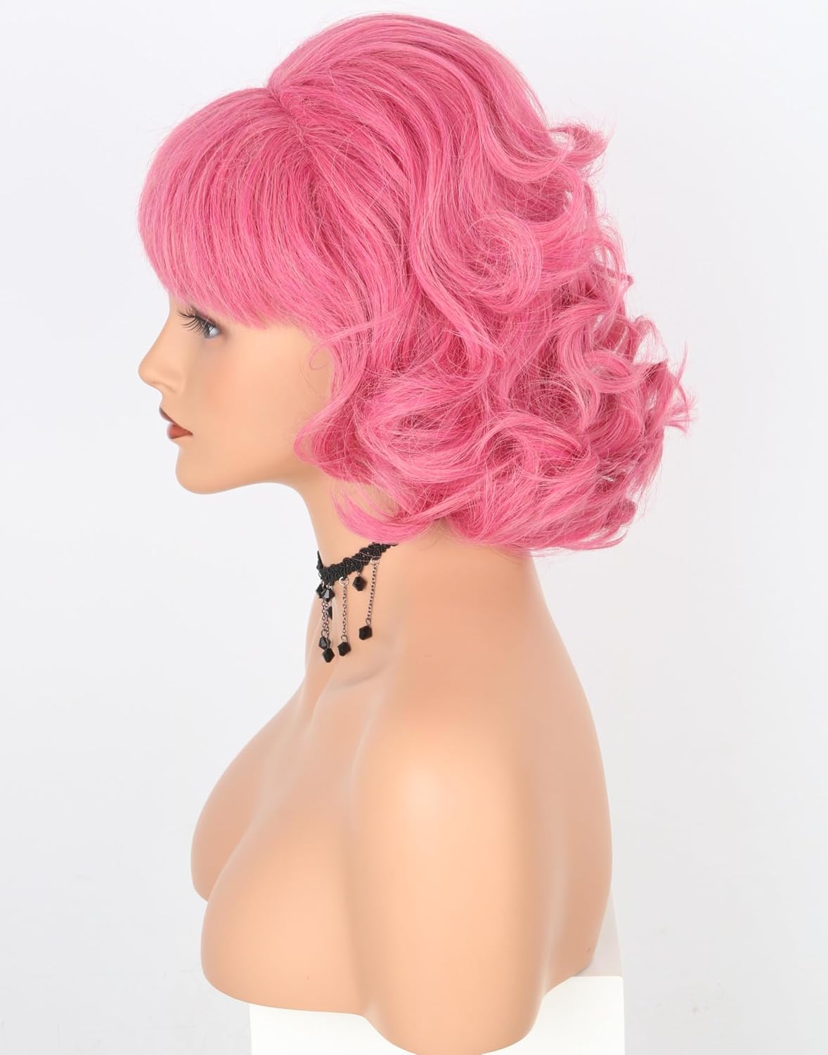 Peluca Frenchy de los años 50, peluca rizada estilo Bob, peluca corta rosa para mujer, peluca de disfraz de Halloween