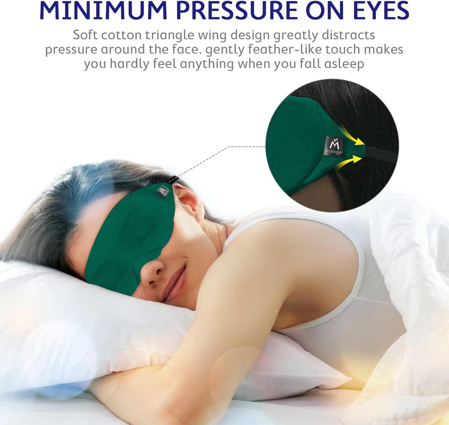 Mavogel Antifaz de algodón para dormir, transpirable, con bloqueo de luz, suave y cómoda para hombres y mujeres, cubierta de ojos para