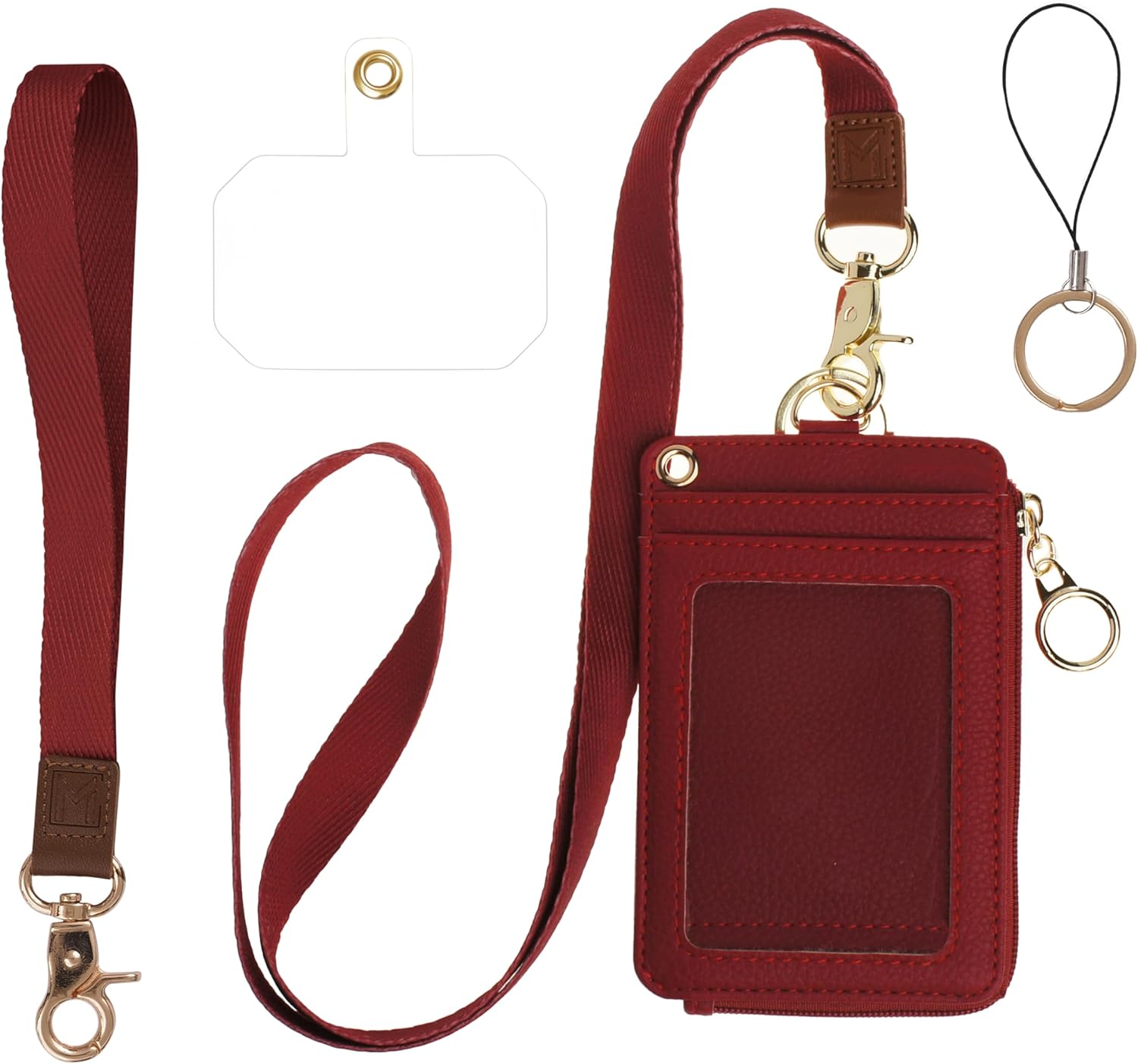 Soporte para tarjetas de identificación 2 en 1 y cartera con cordón, cartera pequeña multiusos para mujer con correa de muñeca extraíble y cordón