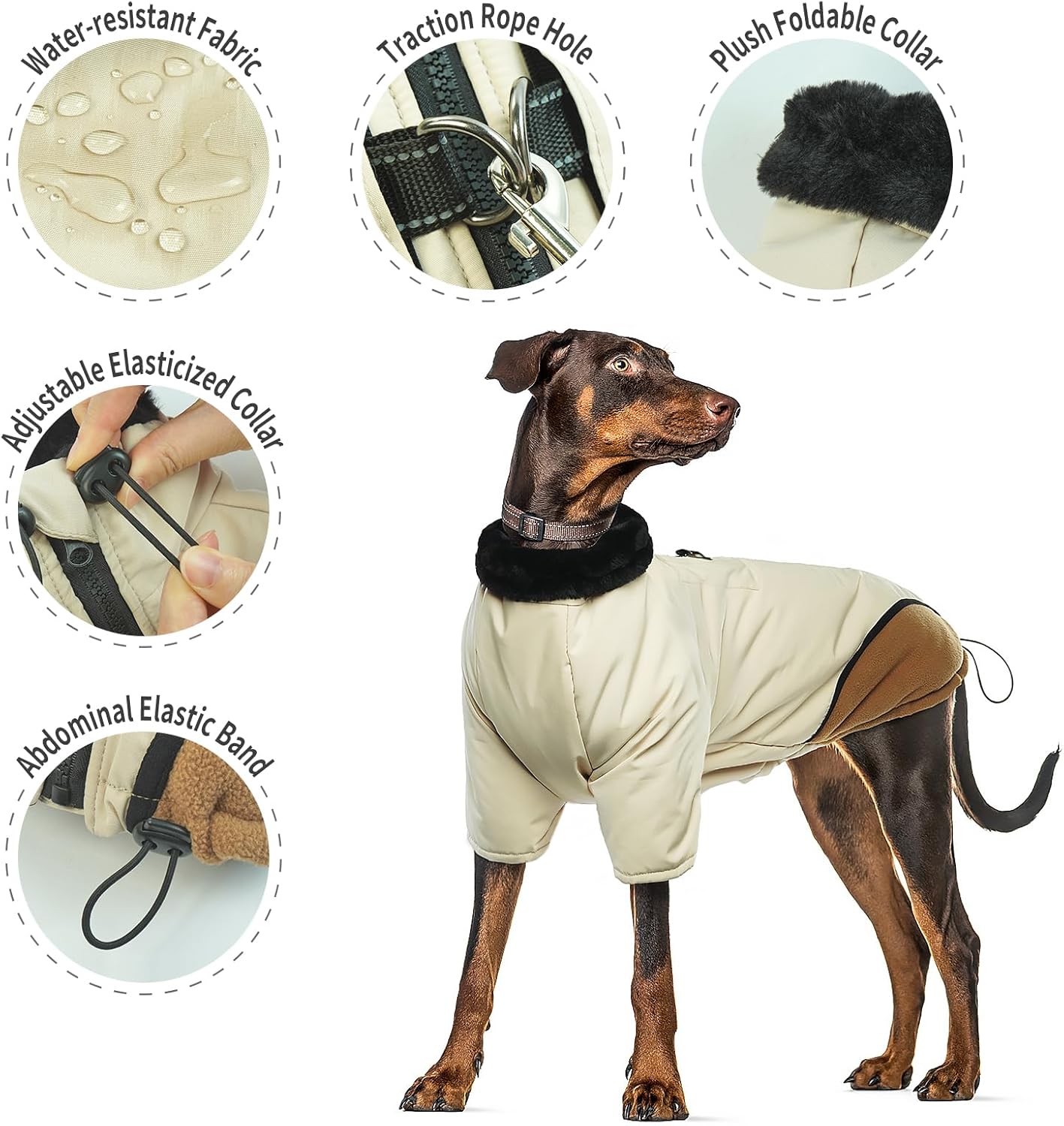Abrigo para perro, chaquetas para perros medianos, abrigo impermeable con arnés integrado, resistente al viento, cálido, traje de nieve para perro,