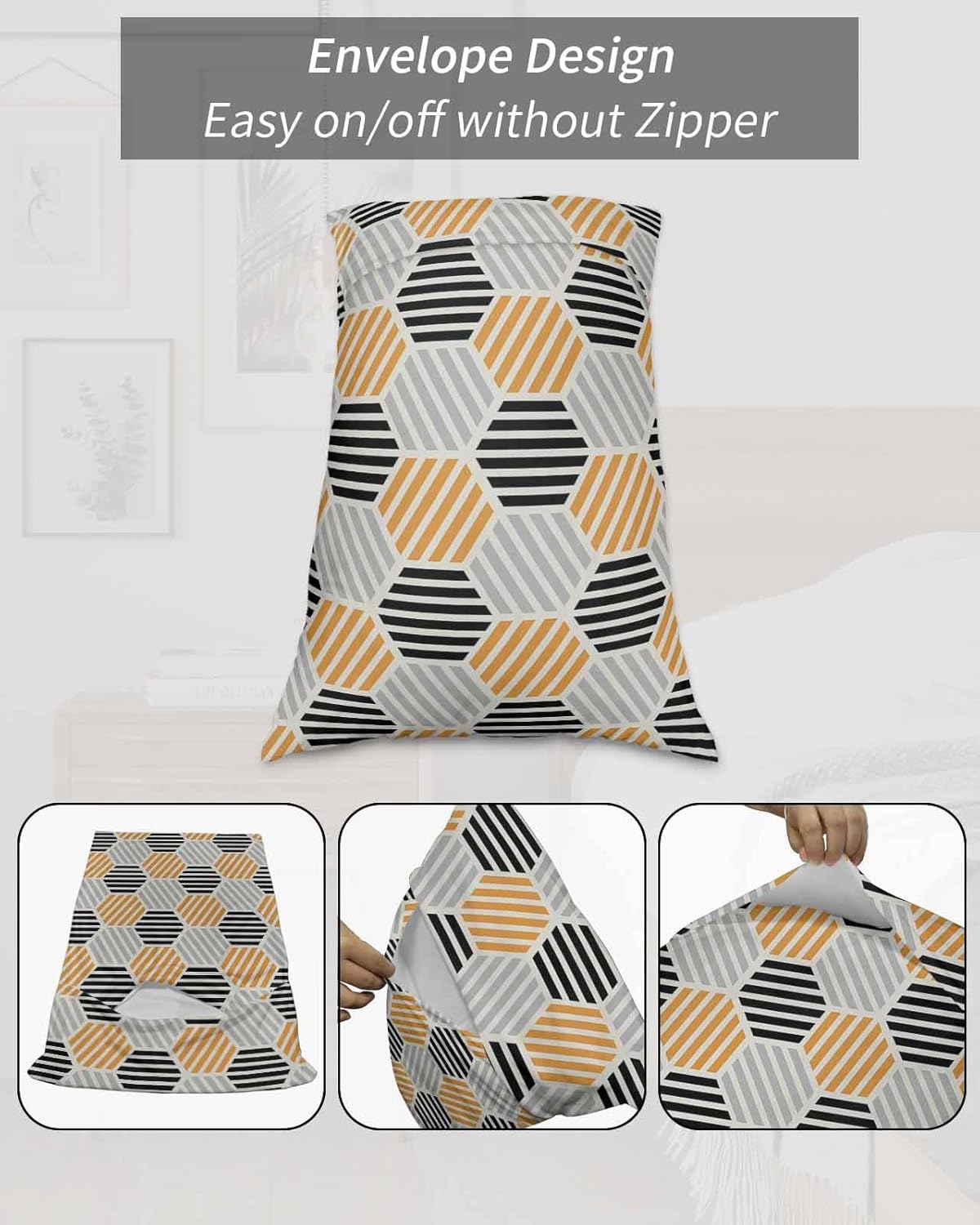 Funda de almohada corporal con diseño geométrico abstracto, fundas de almohada suaves decorativas para sofá largo lumbar con cierre de sobre,