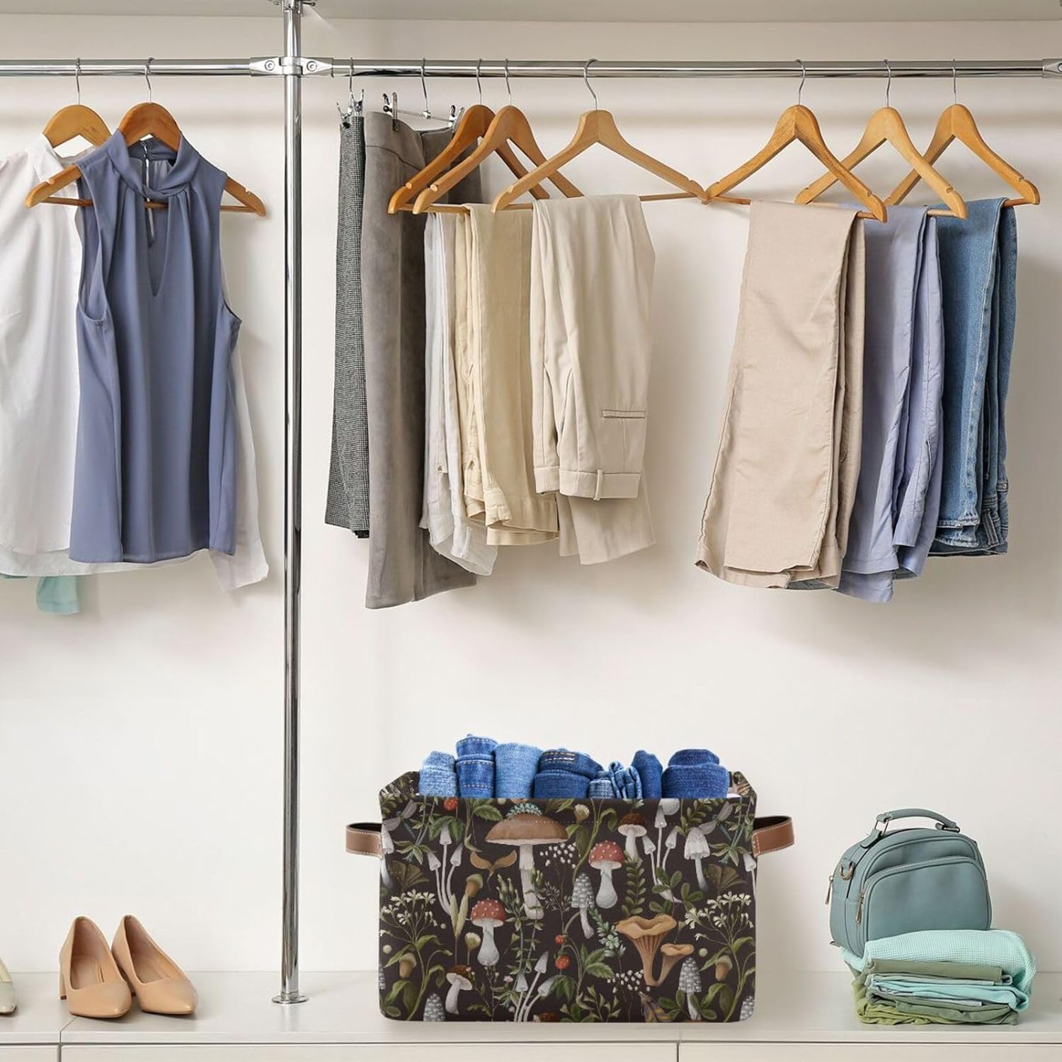 Cesta de almacenamiento de hongos, plegable, decorativa, para lavandería, para oficina, dormitorio, ropa, dormitorio, sala de estar, 2 unidades