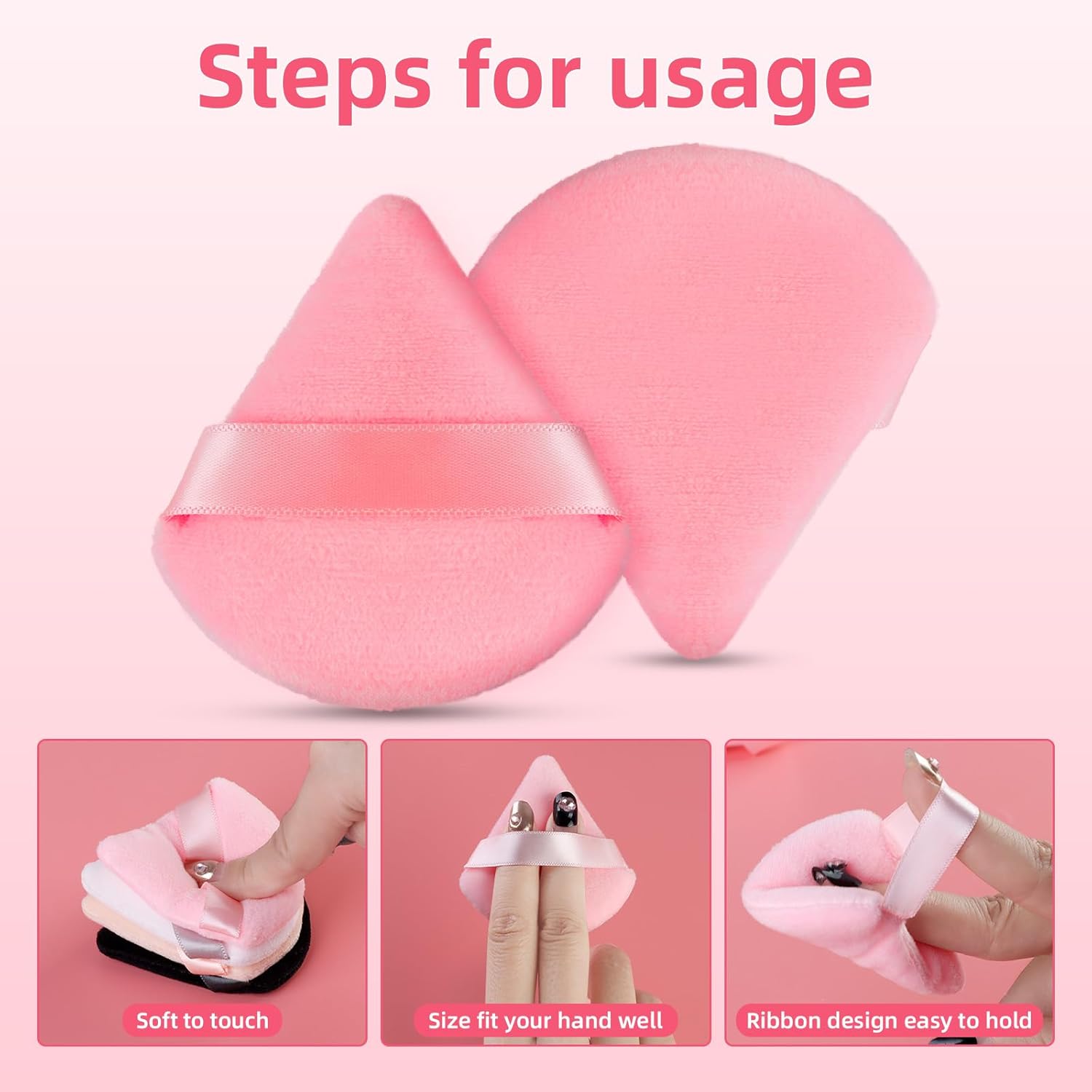 8 piezas triangulares de polvo facial con estuche, algodón suave triángulo de maquillaje de terciopelo, base cosmética, esponja licuadora,