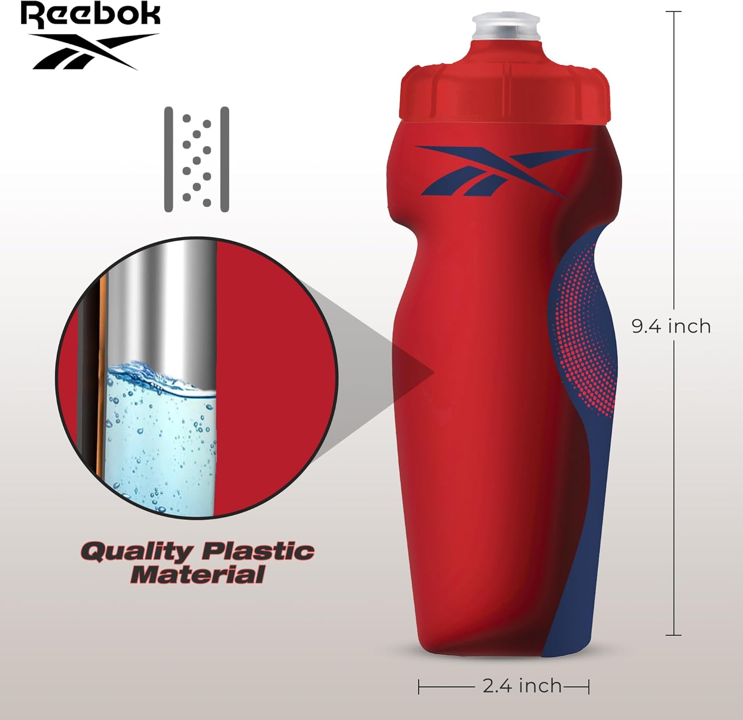 Reebok Botellas de agua para apretar con diseño atlético, botella de agua de 24 onzas, botella de agua deportiva – Botella de agua reutilizable para