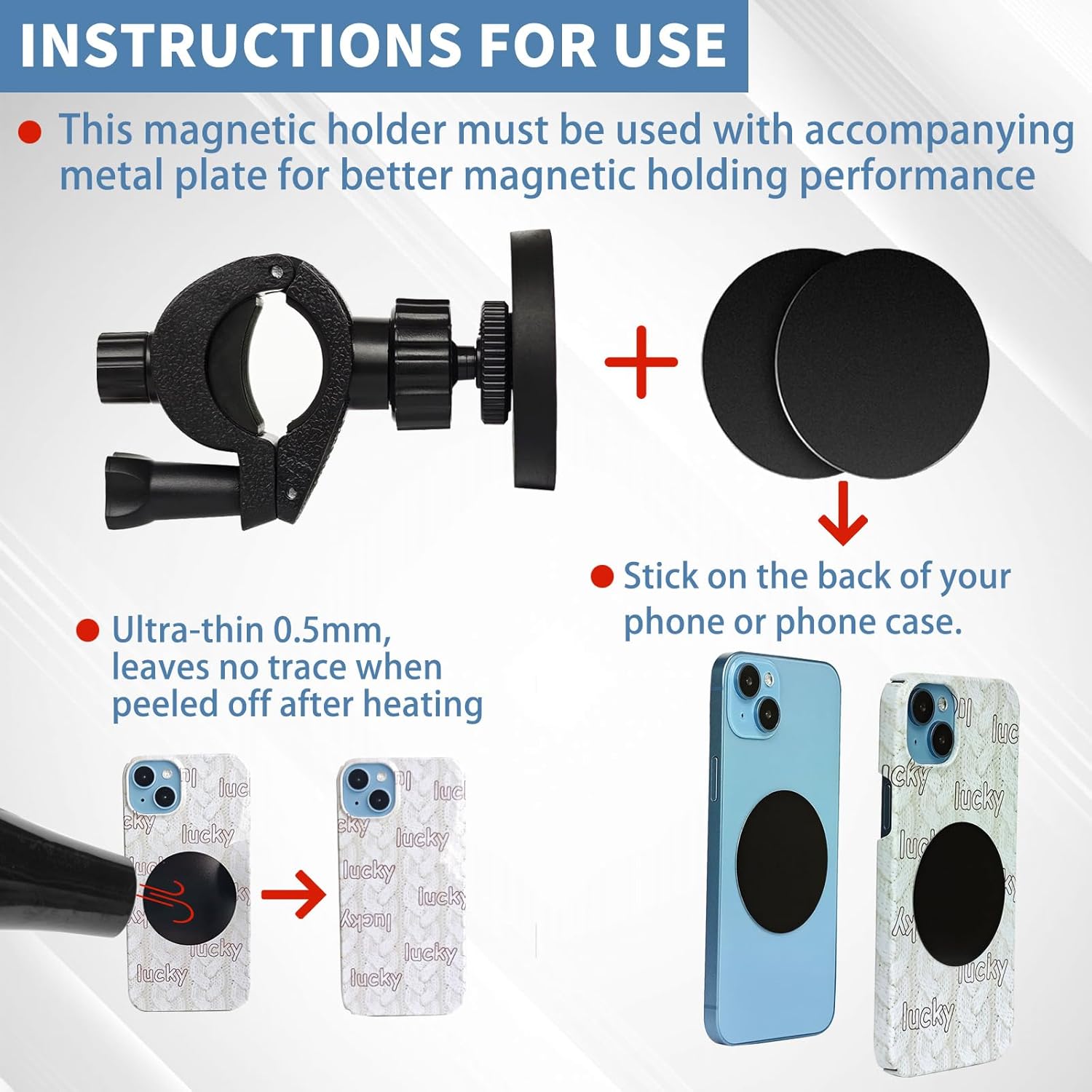 Soporte magnético para teléfono de bicicleta, soporte magnético para teléfono para bicicleta, cochecito, scooter, cinta de correr, motocicleta,