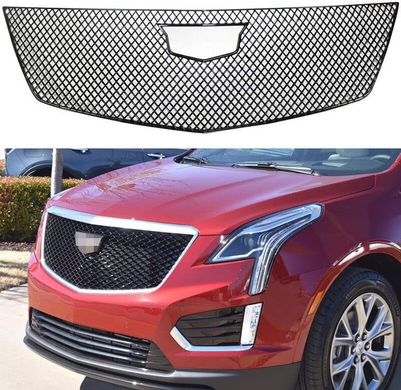 YOUNGERCAR Cubierta de rejilla para Cadillac XT5 2017-2022 Accesorios ABS pintado negro brillante malla frontal protector de parrilla