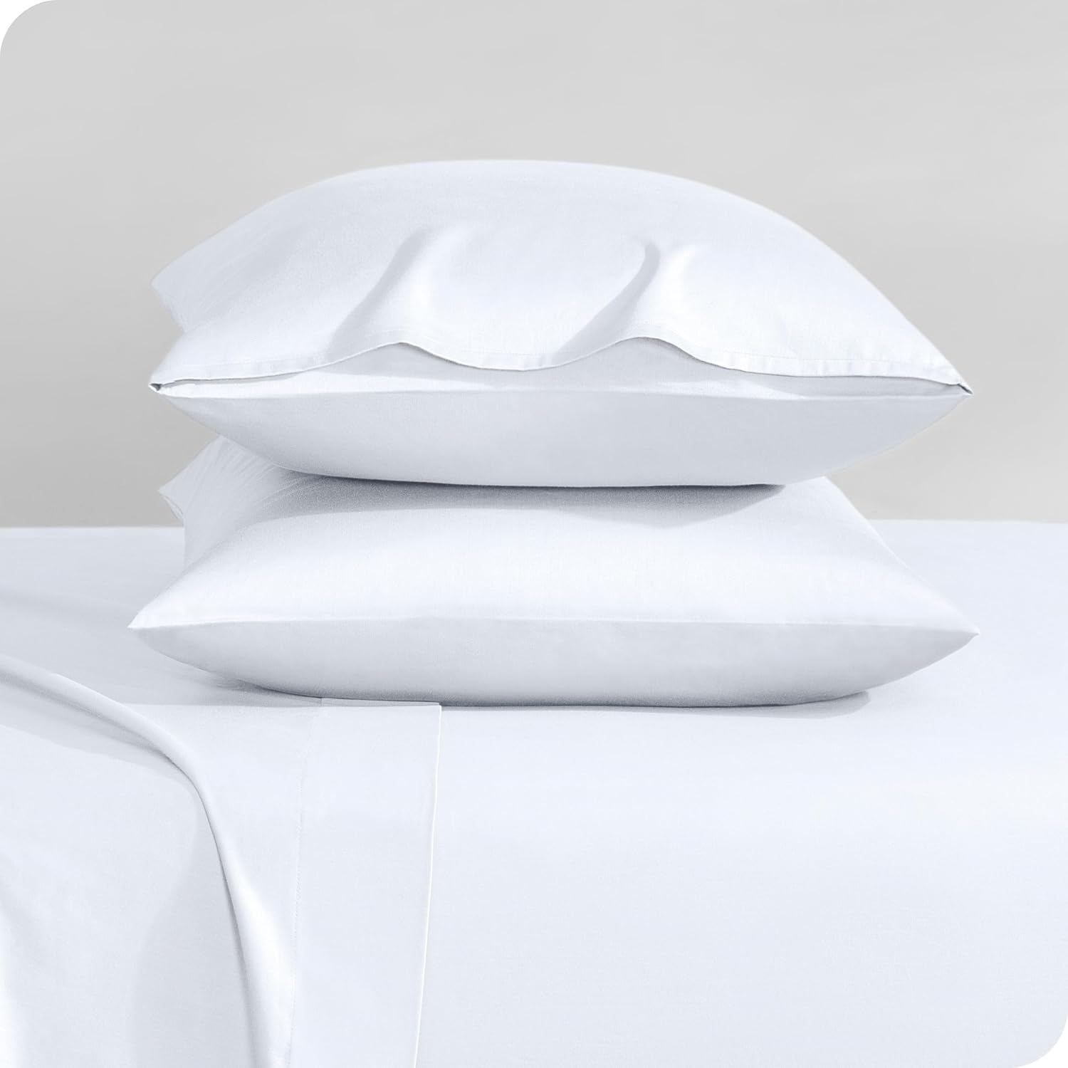 Bare Home Juego de fundas de almohada de satén 100% algodón orgánico, tamaño estándar, tejido de satén suave, fundas de almohada tamaño Queen,