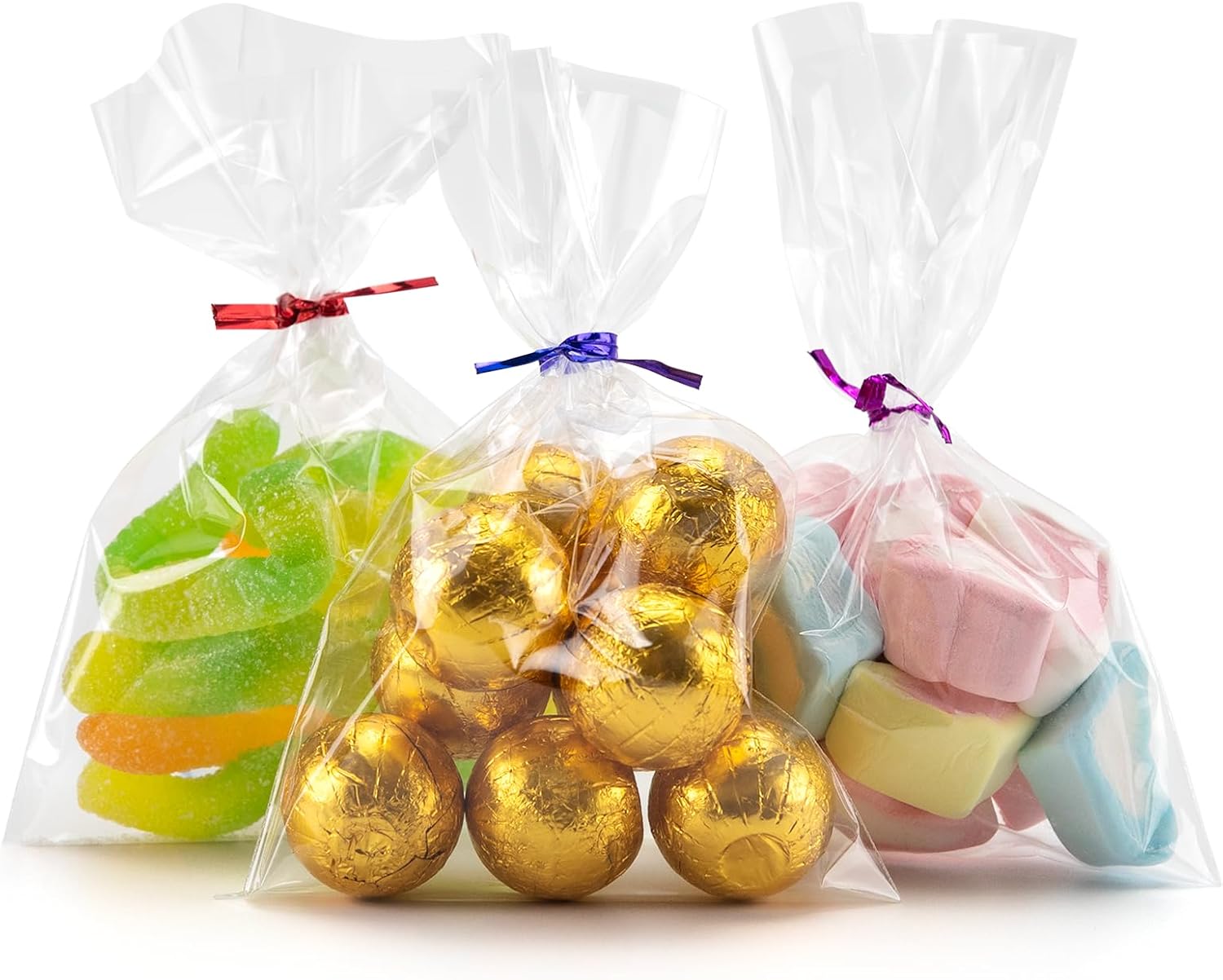 240 bolsas de celofán transparente de 4 x 6 pulgadas, bolsas de celofán para golosinas, bolsas de plástico OPP con 240 lazos giratorios, buenas para