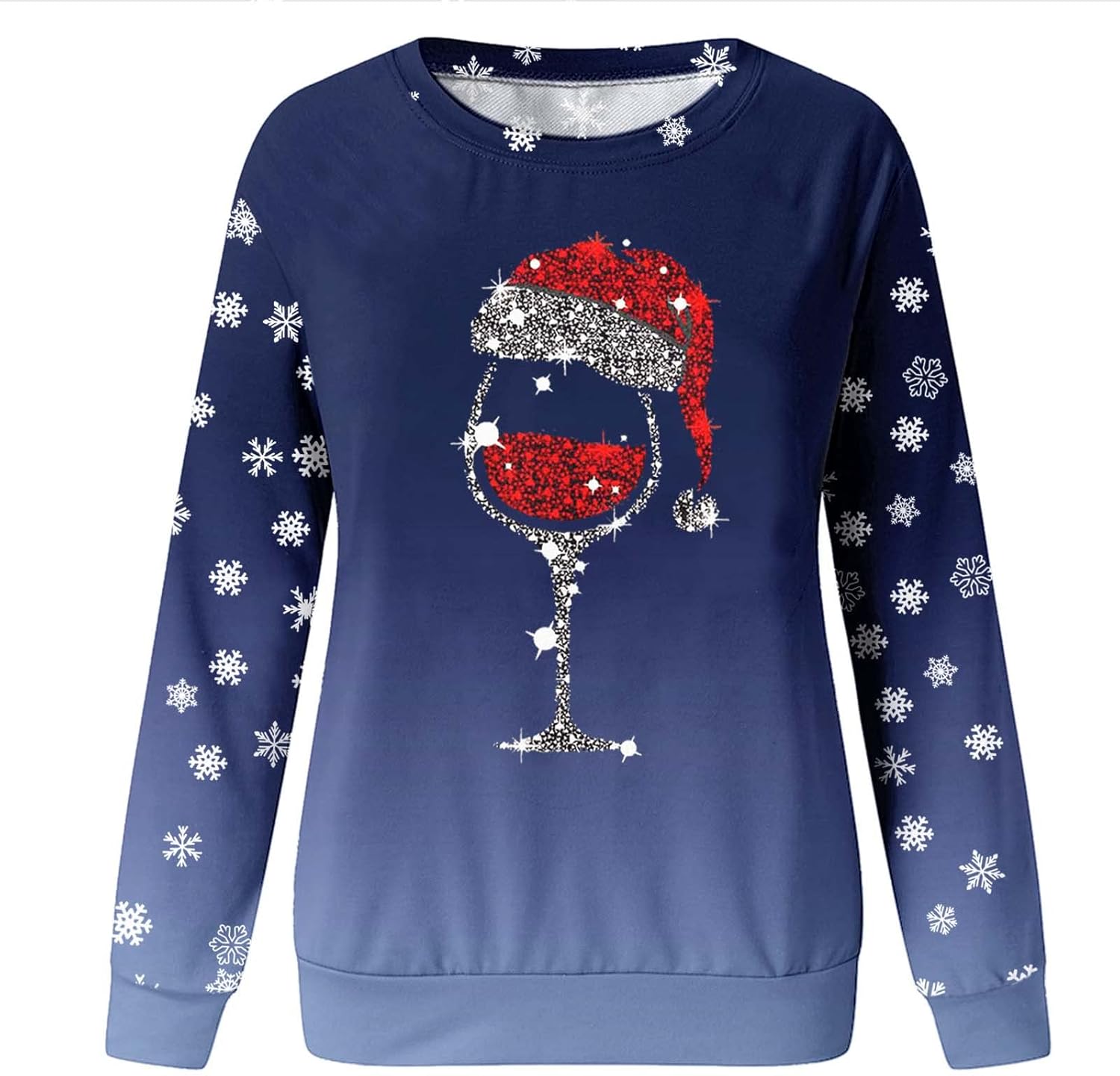 SNKSDGM Sudaderas de manga larga con gráficos navideños para mujer, cuello redondo, holgados, camisetas