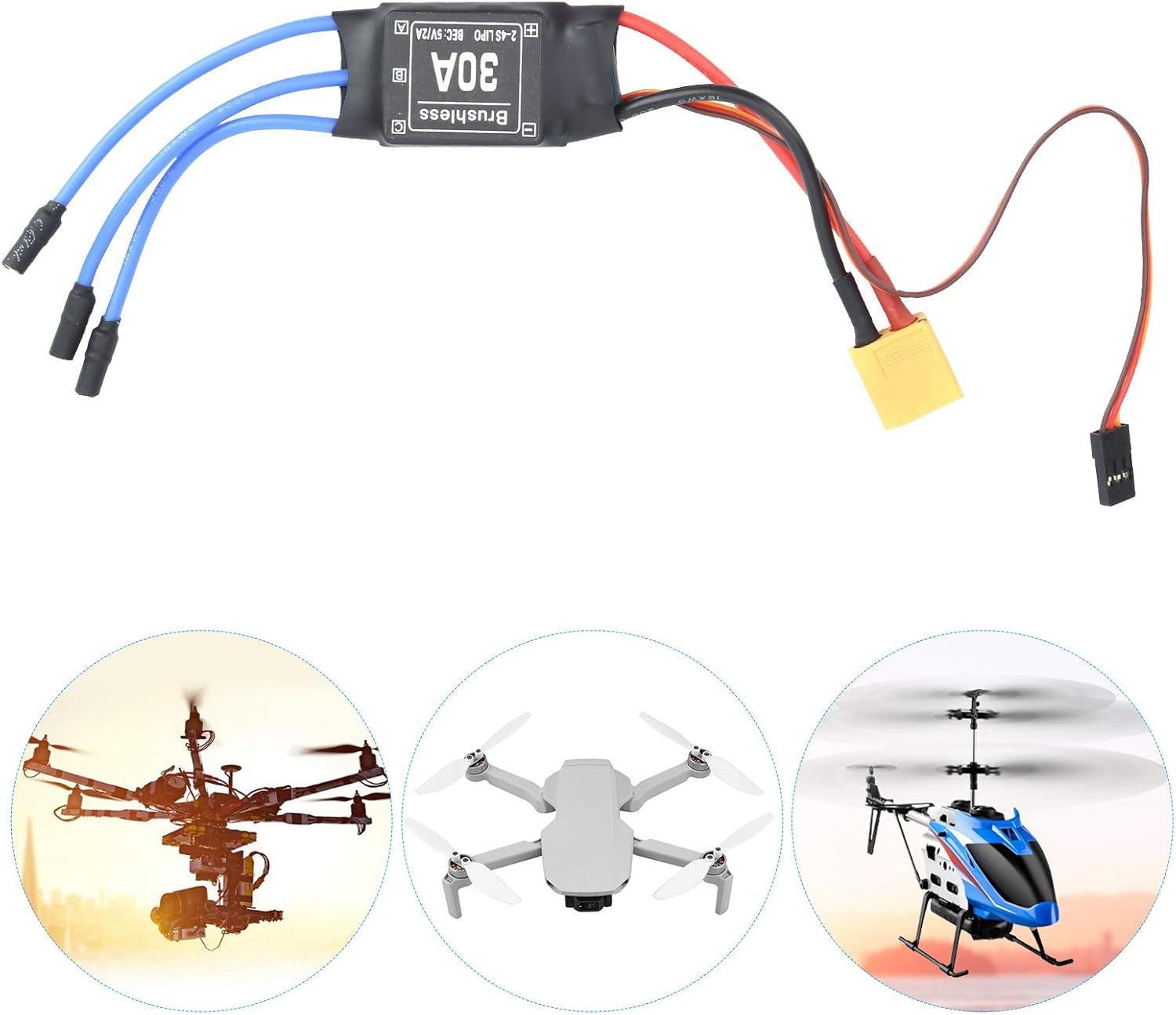 TOPINCN RC Aircraft Speed Controller, Aircraft Brushless ESC for RC Remote Control Drone Helicopter FPV Electric Speed Controllers