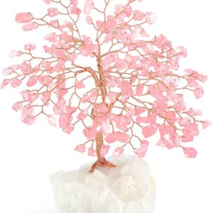 MASGEMES Gemstone Crystal Tree of Life,Natural Rose Quartz Clear Quartz Cluster Base,Healing Crystal Positive Energy Bonsai Feng Shui Money Tree MASGEMES Gemstone Crystal Tree of Life,Natural Rose Quartz Clear Quartz Cluster Base,Healing Crystal Positive Energy Bonsai Feng Shui Money Tree