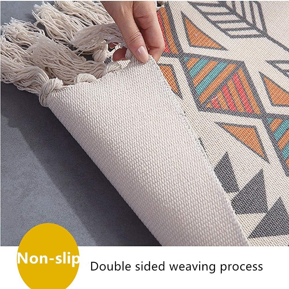 Poowe Alfombra de algodón tejida con borlas  Alfombra marroquí de trapo Chindic  Alfombra decorativa con forma de color  para entrada, baño,