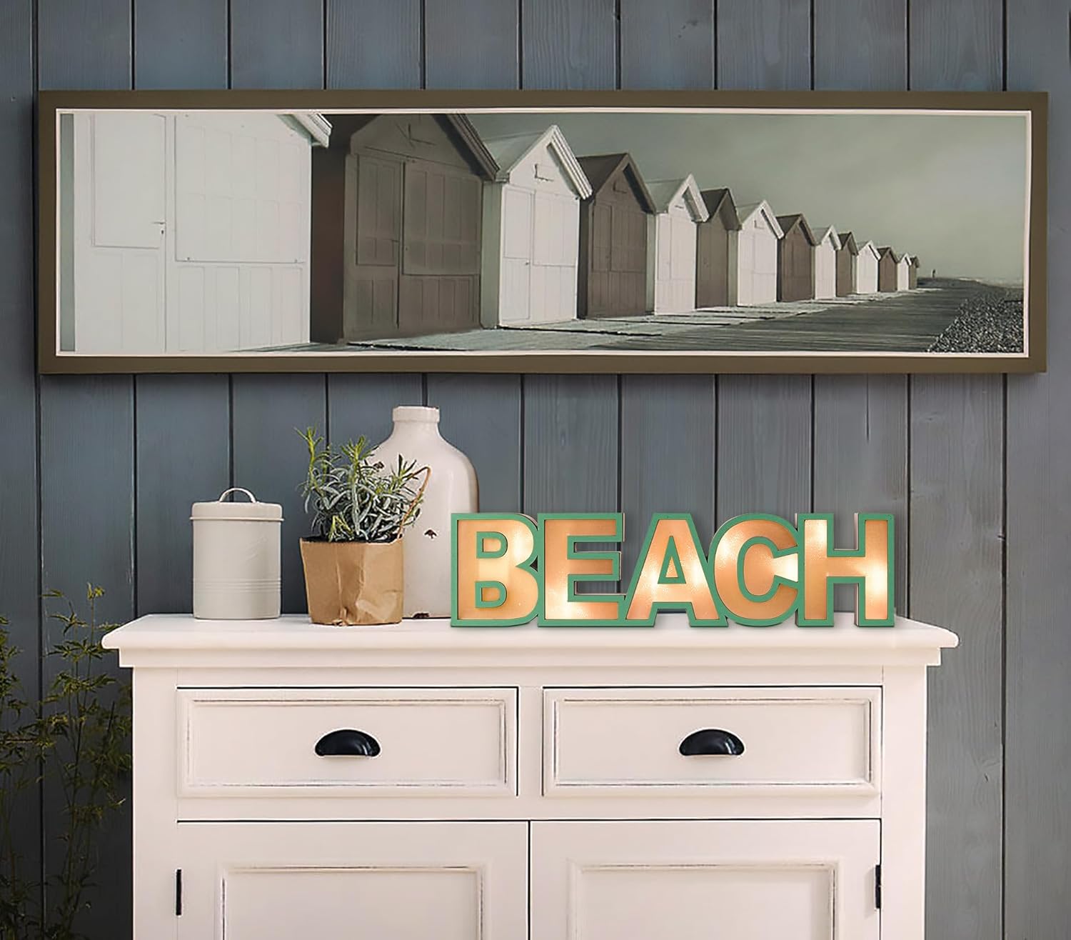 SAILINGSTORY – Letrero de playa costero con luz para casa de playa, decoración de playa para el hogar