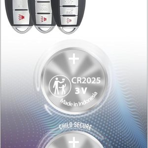 Paquete de 2 baterías de repuesto CR2025 2025 Smart Remote Key Fob Clicker OEM original compatible con carcasa Shell Prox (2005-2013) para Infiniti Paquete de 2 baterías de repuesto CR2025 2025 Smart Remote Key Fob Clicker OEM original compatible con carcasa Shell Prox (2005-2013) para Infiniti