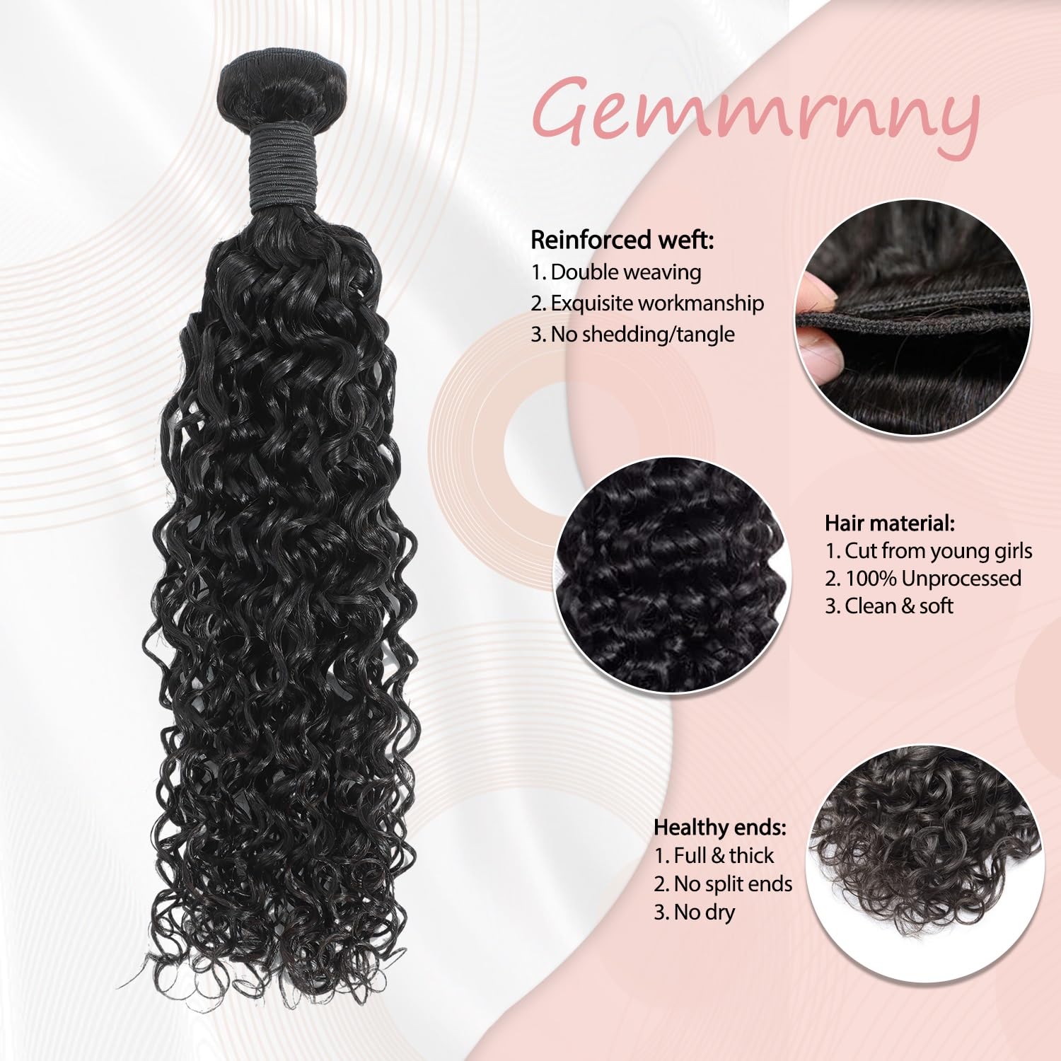 Paquetes de cabello humano ondulado profundo de 16 pulgadas, 1 paquete, 12A, paquetes de cabello humano rizado húmedo y ondulado, cabello humano sin