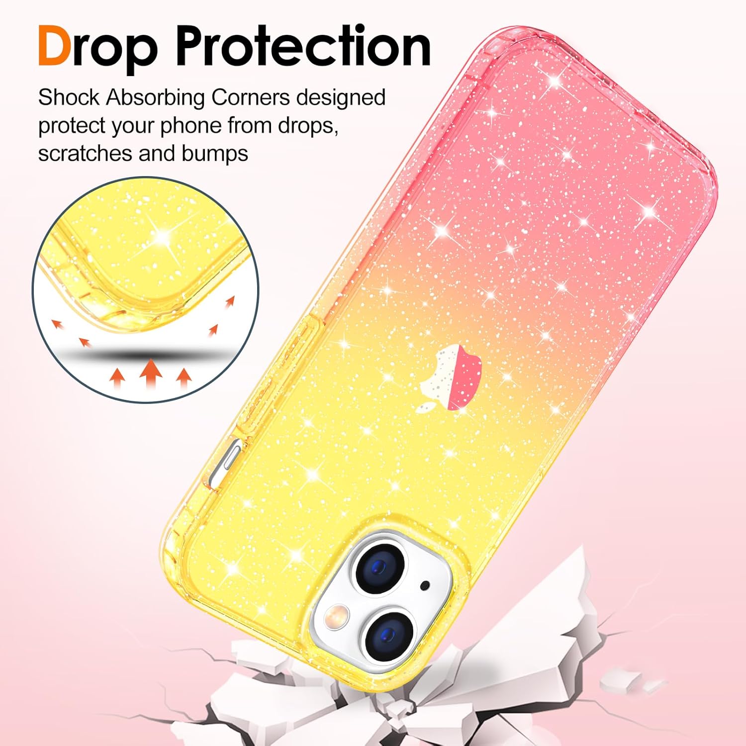 Hython Funda para iPhone 15 con purpurina, bonita funda transparente con purpurina brillante, antiarañazos, TPU suave, ajuste delgado, a prueba de