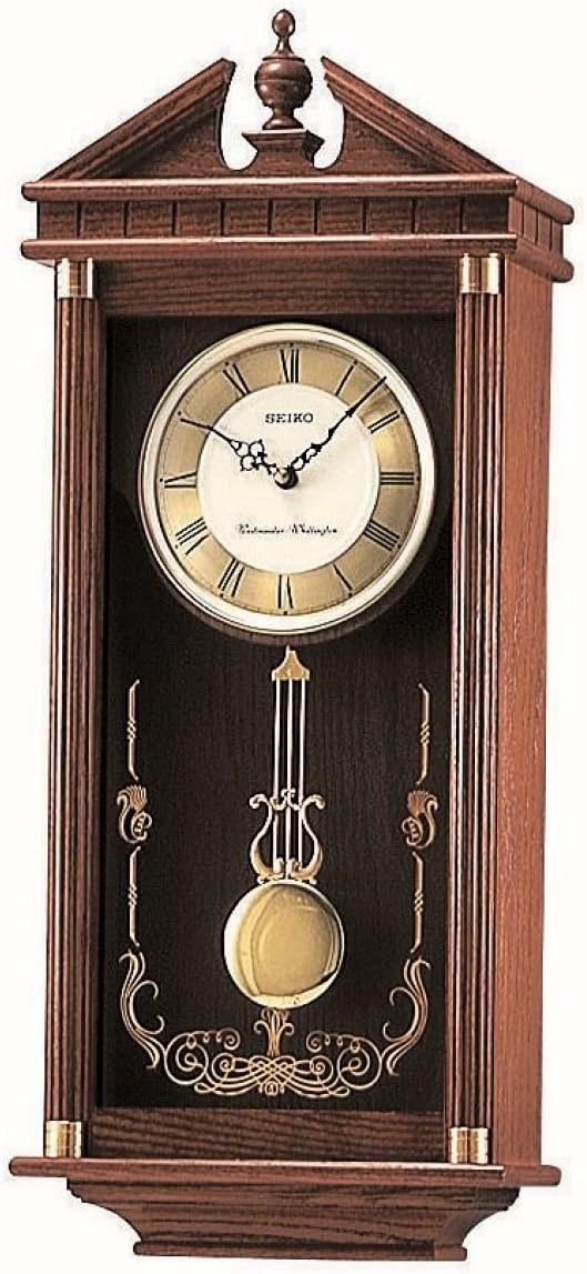 Seiko QXH107B WestminsterWhittington – Reloj de pared con doble campanilla, color marrón, 29.9 x 14.4 x 5.5 in
