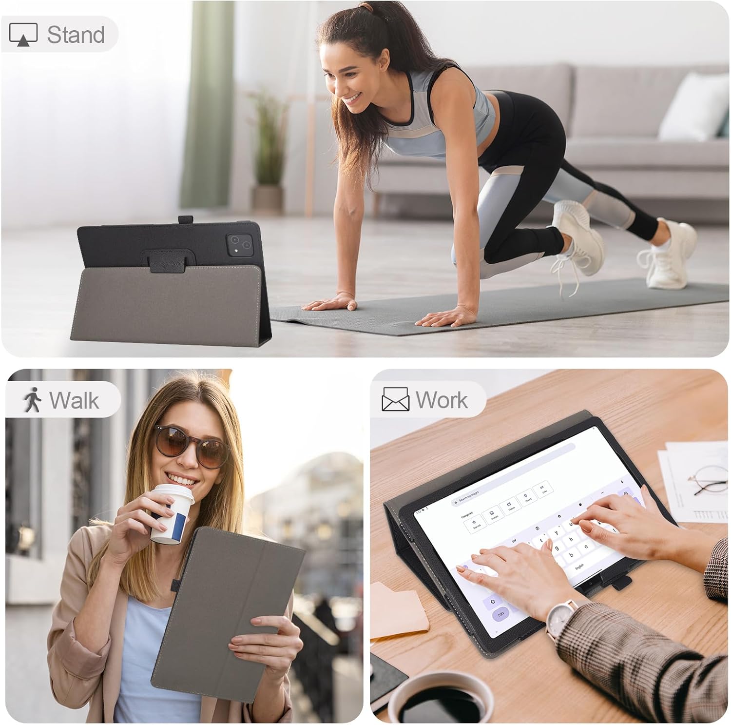 Funda para tablet T-Mobile Revvl Tab 5G – Funda de piel sintética con soporte para lápices, color negro
