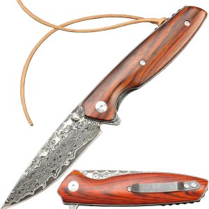 Sitivien ST240 EDC Cuchillo plegable de acero Damasco con mango Dalbergia, bloqueo de hoja de núcleo VG10 y clip para cinturón, cuchillo de Sitivien ST240 EDC Cuchillo plegable de acero Damasco con mango Dalbergia, bloqueo de hoja de núcleo VG10 y clip para cinturón, cuchillo de