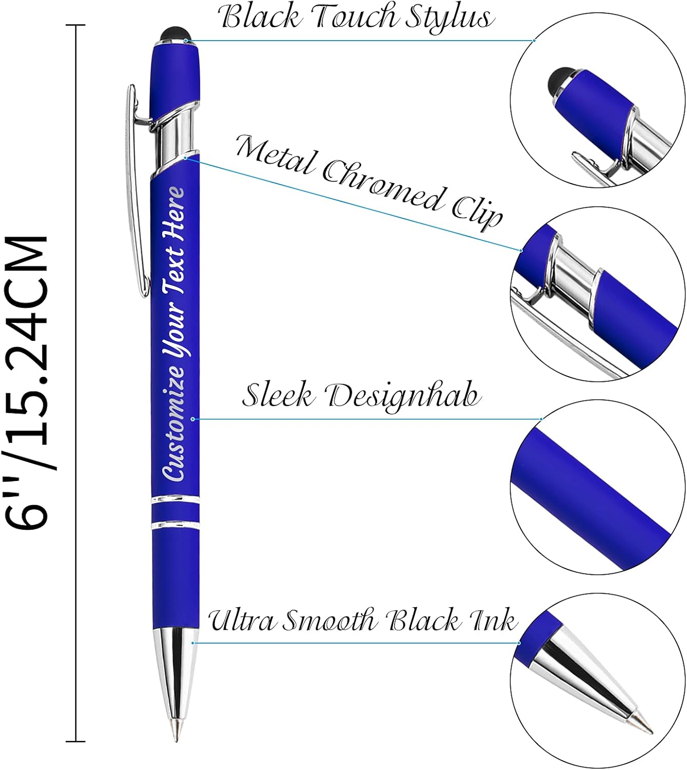 YanNanKe 12 bolígrafos personalizados a granel, bolígrafos de grabado personalizados con nombre o texto de lápiz capacitivo, regalo ideal de