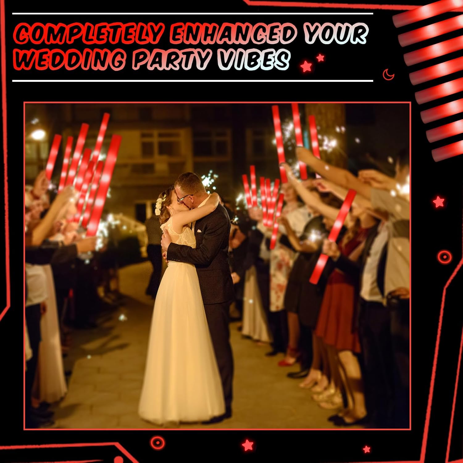 Varillas luminosas LED a granel, 100 varillas gigantes de espuma de 18.9 pulgadas, suministros de fiesta que brillan en la oscuridad para fiesta de