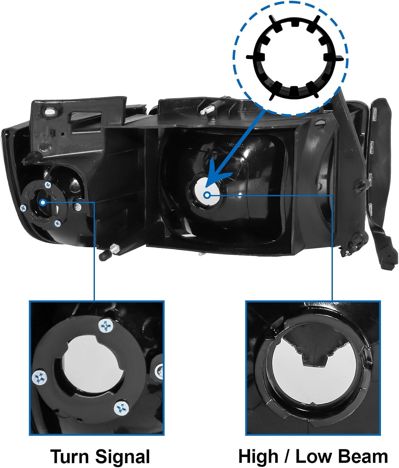 telpo Conjunto de faros delanteros para Dodge Ram 1500 94-01 1994 1995 1996 1997 1998 1999 2000 2001 Dodge Ram 1500 94-01 1994-2001 15001994-2002 99