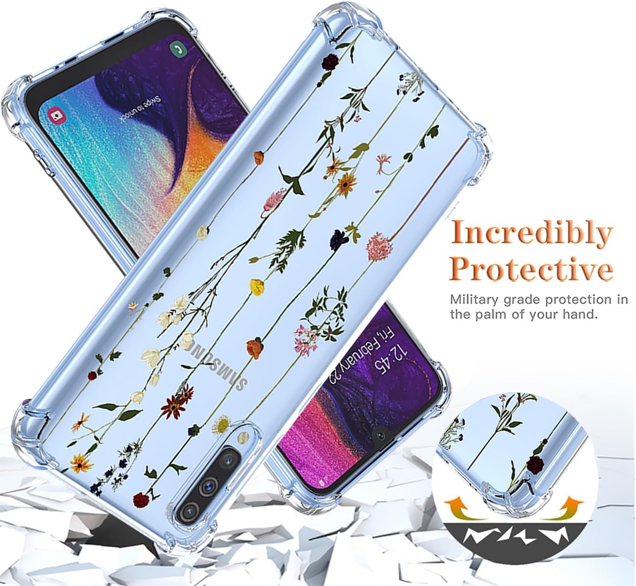 GTBDEKI SM-A505U – Funda para Samsung Galaxy A50Samsung A50SGalaxy A30S, funda con protector de pantalla, funda transparente con patrones de jardín