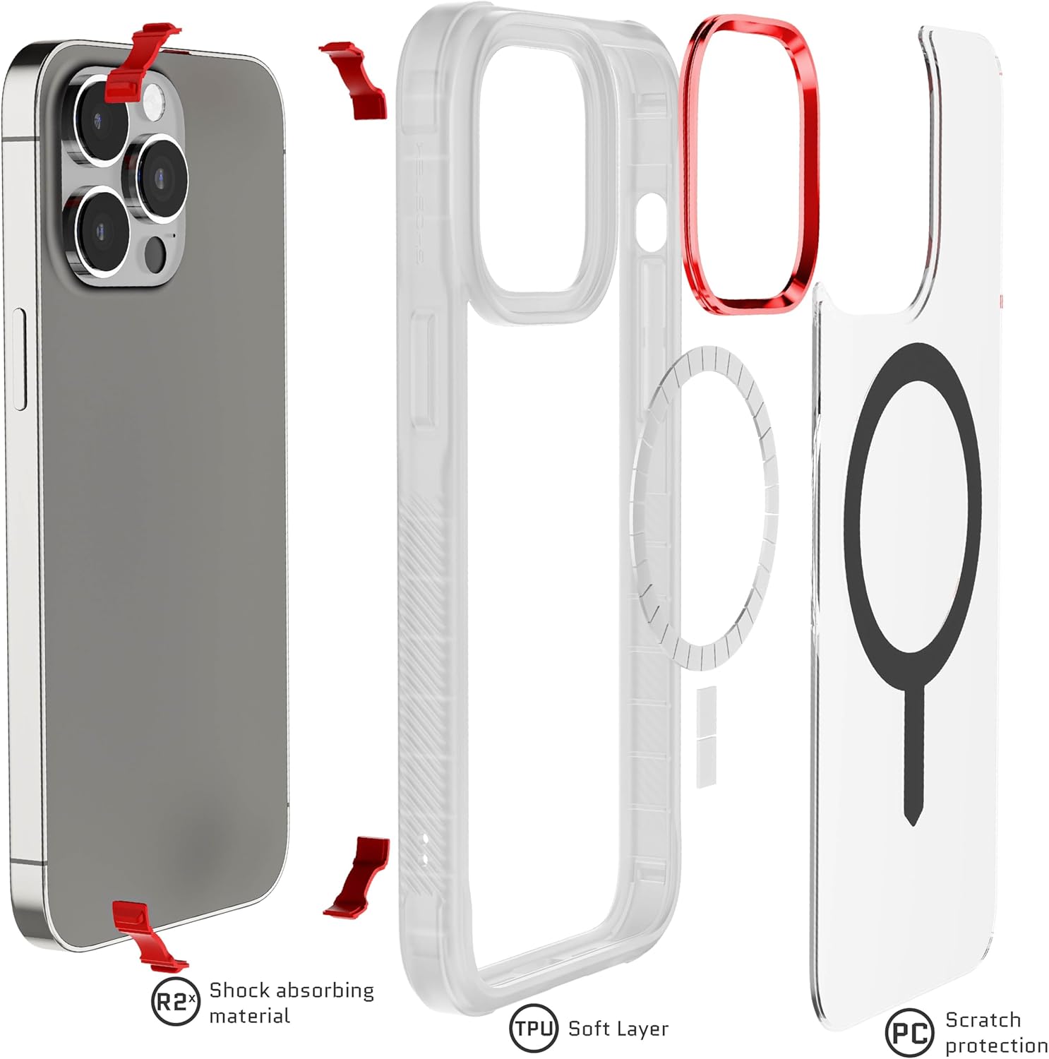 Ghostek Covert – Funda transparente para iPhone 15 Pro Max, compatible con Apple MagSafe, fusión de silicona, ajuste delgado, a prueba de golpes