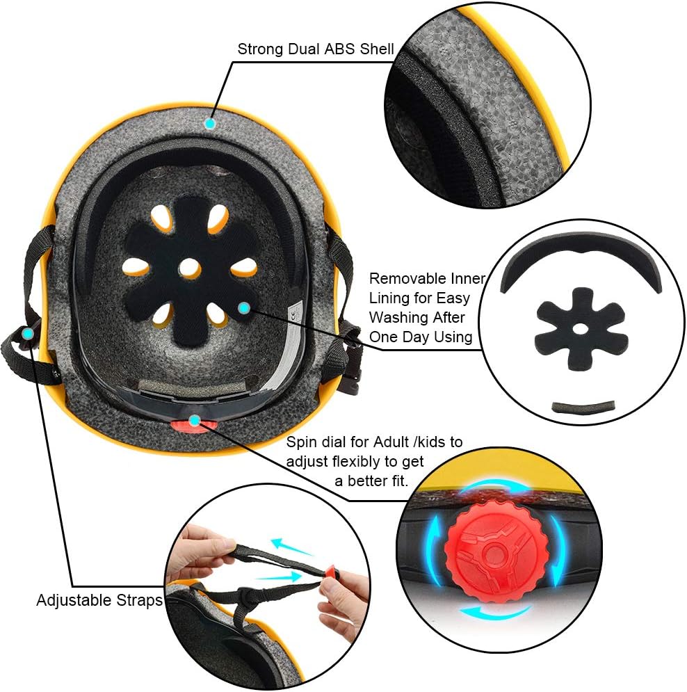 Casco de monopatín, casco de bicicleta para niños, jóvenes y adultos, certificado CPSC, ajustable para monopatín multideportivo, scooter, patinaje,