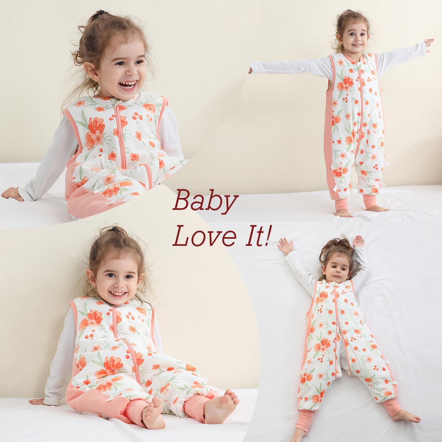 Saco de dormir para bebé de invierno con pies 2.5 TOG 100% algodón manta portátil con piernas Saco de dormir sin mangas para niños recién nacidos