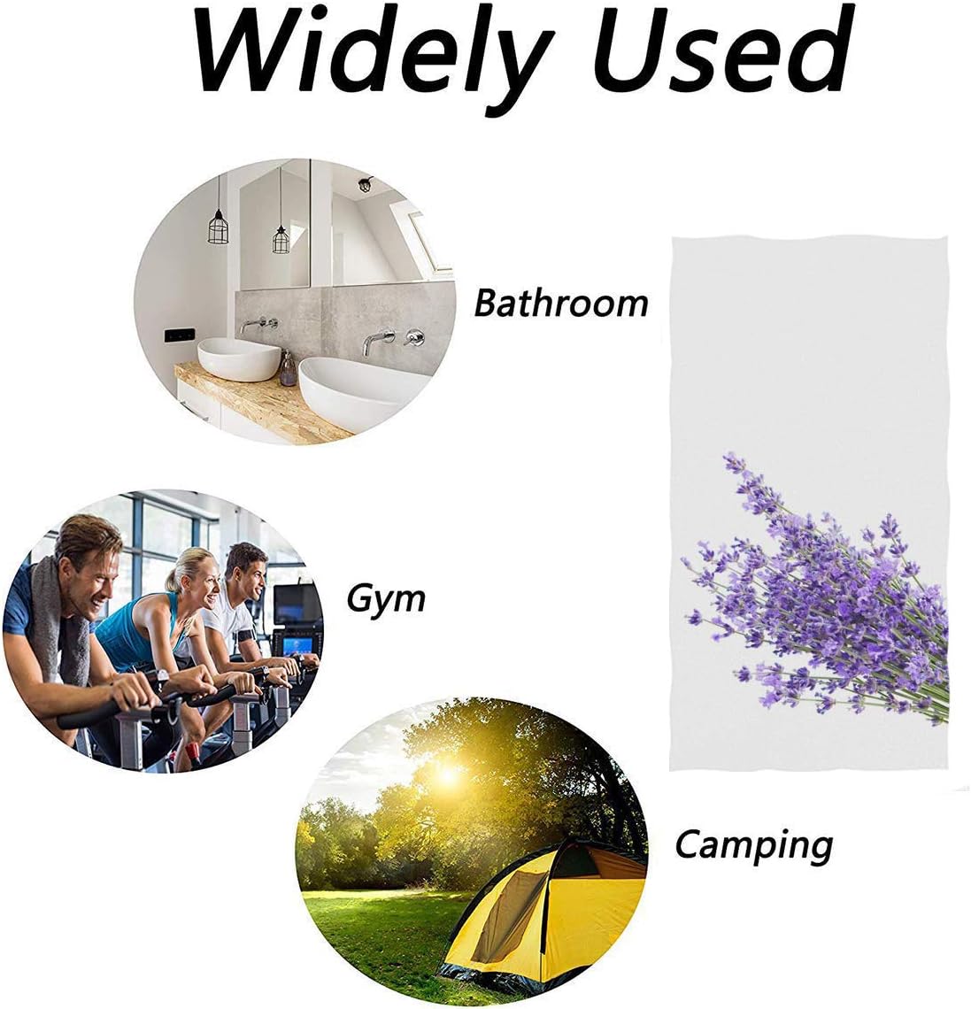 Toallas de mano con flores de lavanda moradas, toallas de baño, toallas de baño florales, toallas de baño con punta de los dedos, toalla de cocina,