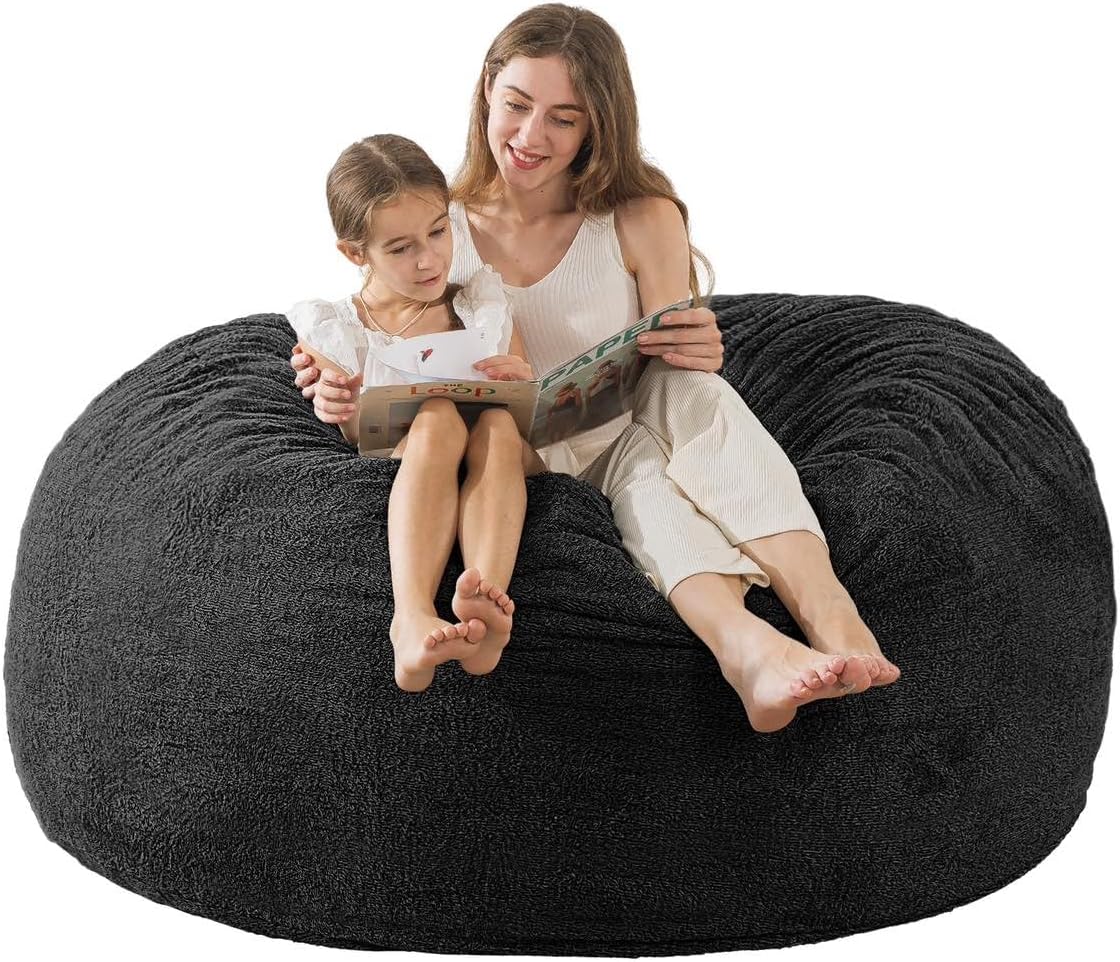 WhatsBedding Puf con funda Sherpa 4 pies de espuma viscoelástica grande para adultosadolescentes con relleno, tela de piel sintética ultrasuave,