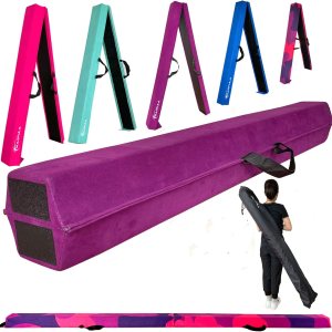 Viga de equilibrio plegable de 8 pies 9 pies para gimnasia, extra firme, cubierta de gamuza, parte inferior antideslizante con bolsa de transporte Viga de equilibrio plegable de 8 pies 9 pies para gimnasia, extra firme, cubierta de gamuza, parte inferior antideslizante con bolsa de transporte