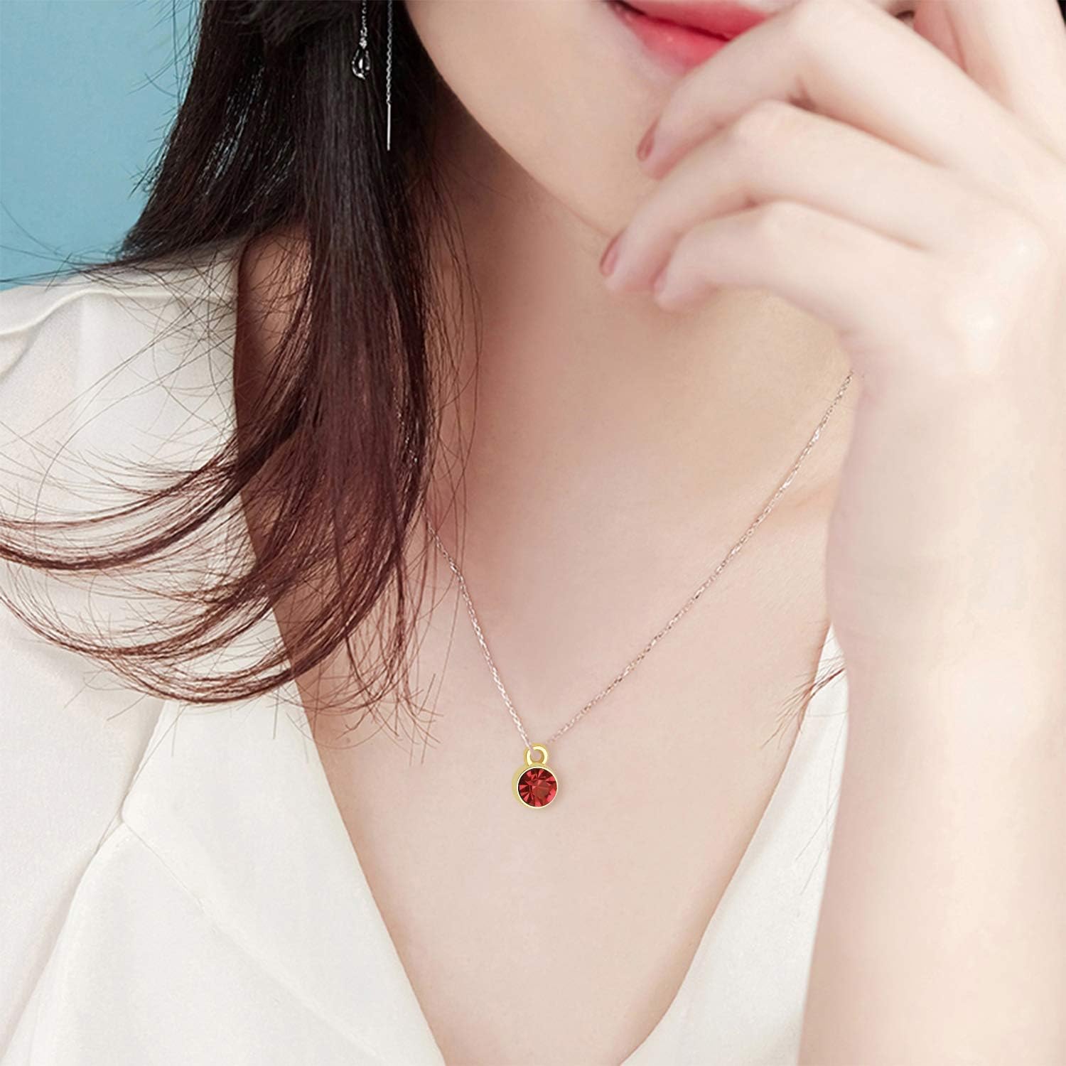 Aylifu Dijes de piedra natal de cristal, 48 piezas de dijes de piedra natal de cristal, cuentas redondas con anillos, dije de cristal hecho a mano