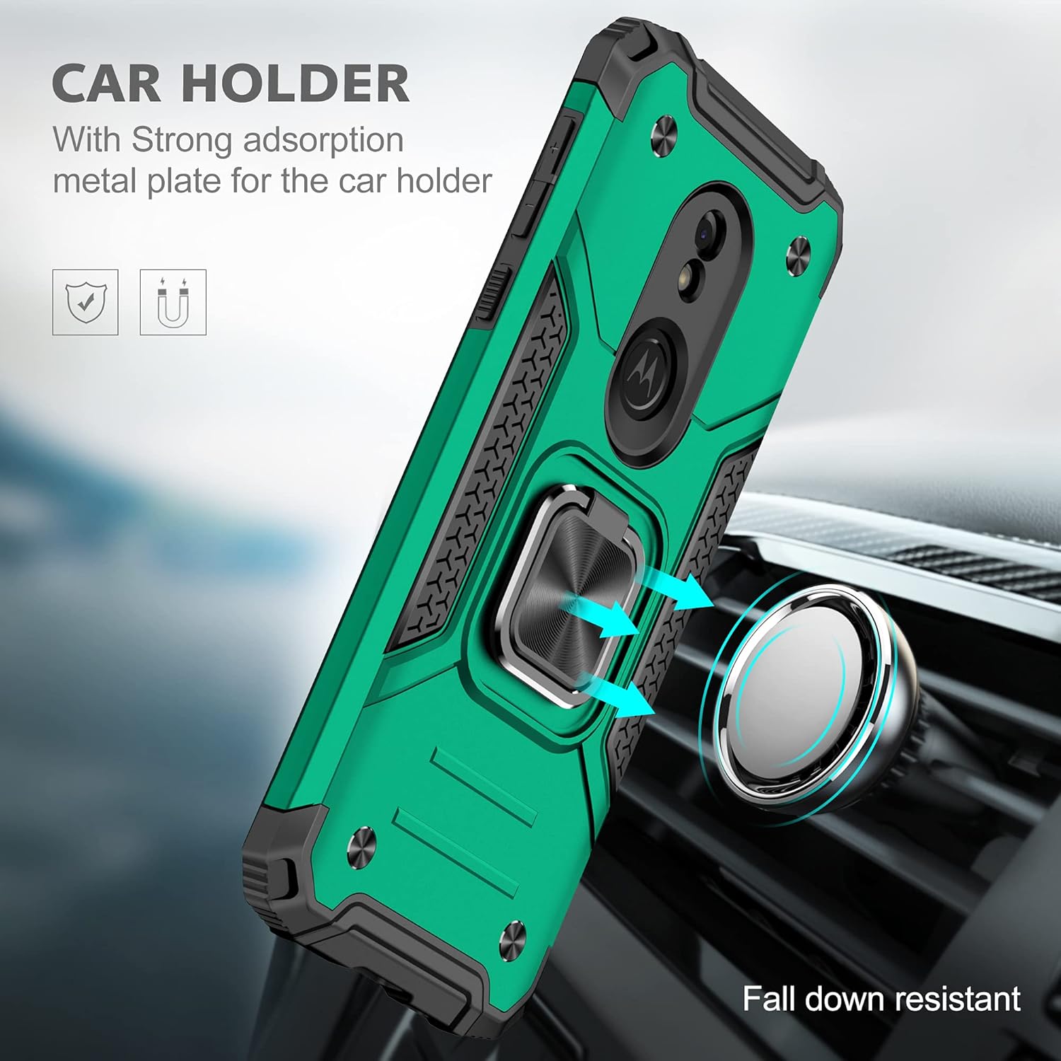 YmhxcY Funda para Moto G7 PowerG7 SupraG7 Optimo Maxx con protector de pantalla HD, fundas de grado armadura con soporte giratorio y función atril,
