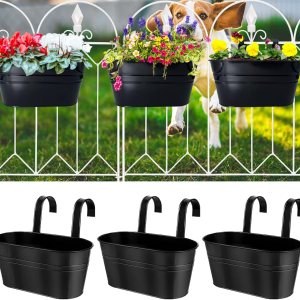 behen bahen 3Pcs Metal Wall Planters,10 inches Oval Metal Railing Planter, Balcony Railing Hanging Plant Pot, Indoor Outdoor Hanging Plant Pot behen bahen 3Pcs Metal Wall Planters,10 inches Oval Metal Railing Planter, Balcony Railing Hanging Plant Pot, Indoor Outdoor Hanging Plant Pot