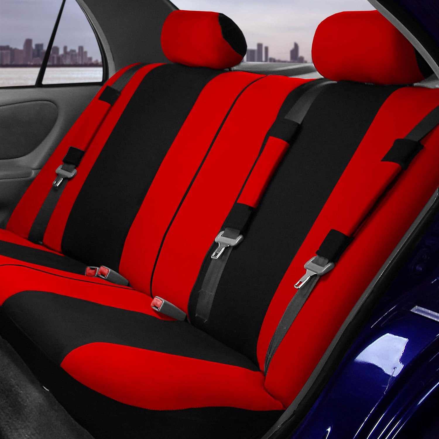 FH Group FB030217 – Juego de fundas de asiento de tela ligera y transpirable, compatible con bolsa de aire y divisiones. Se adapta a la mayoría de