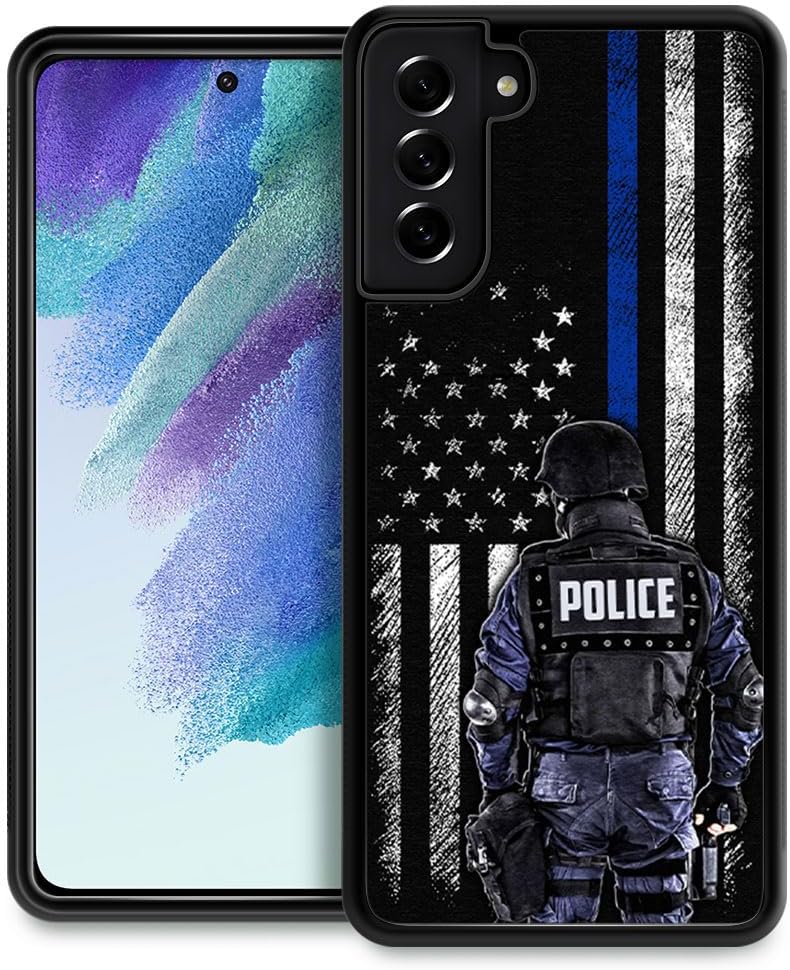 DAIZAG Funda compatible con Samsung Galaxy S22 Ultra, bandera estadounidense de la policía estadounidense para hombre y mujer, protección a prueba