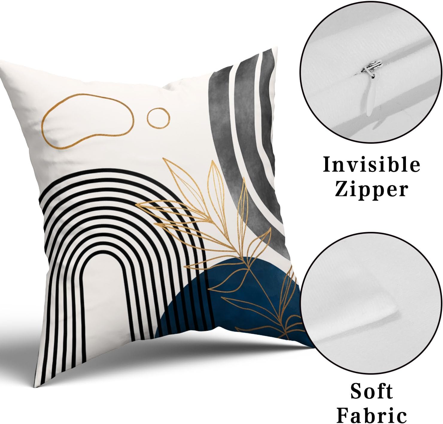Juego de 4 fundas de almohada bohemias de 20 x 20 pulgadas, geométricas abstractas, decoración moderna de mediados de siglo para sofá, cama, sala de